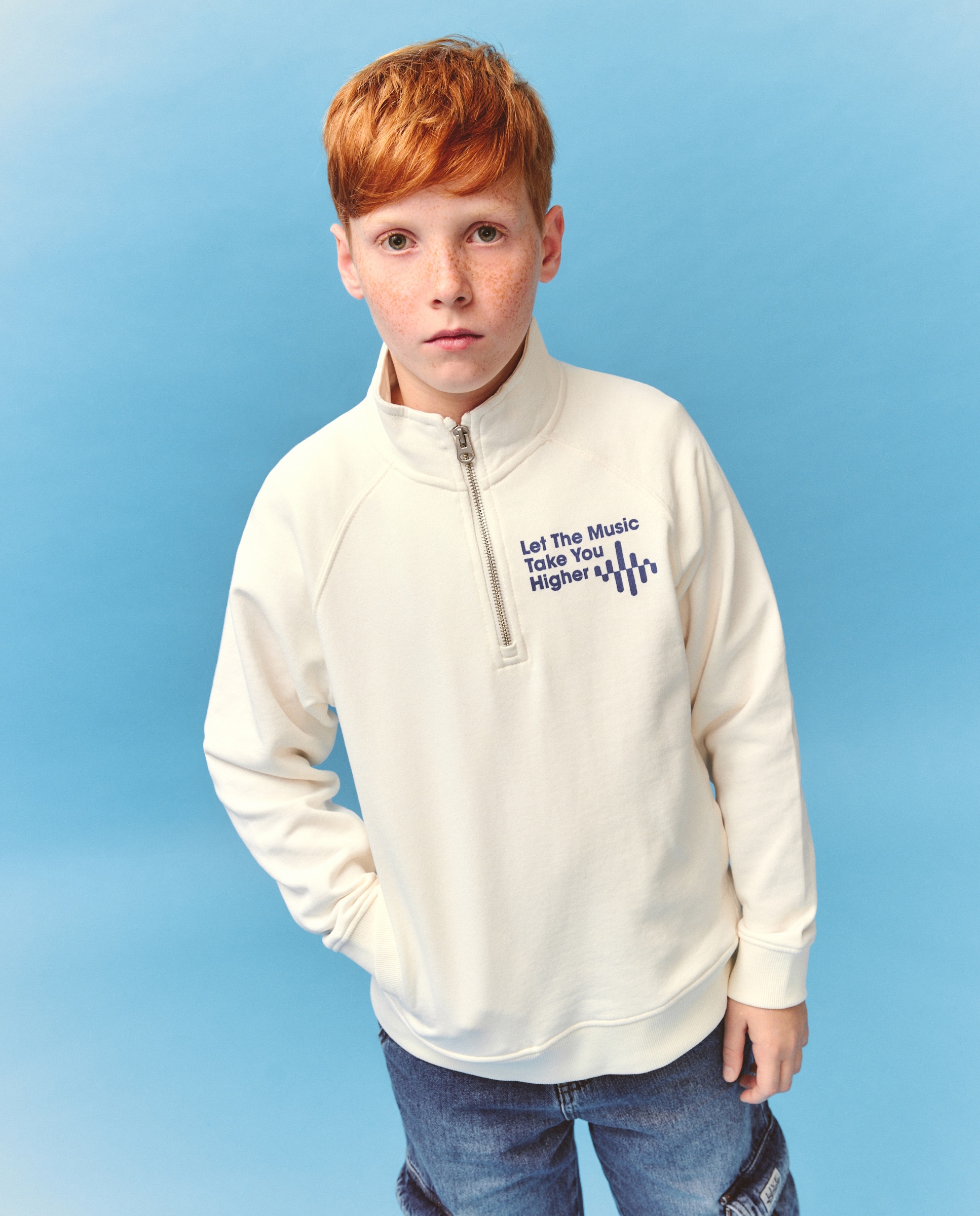 Sweatshirt com Gola de Camionista Branco-1