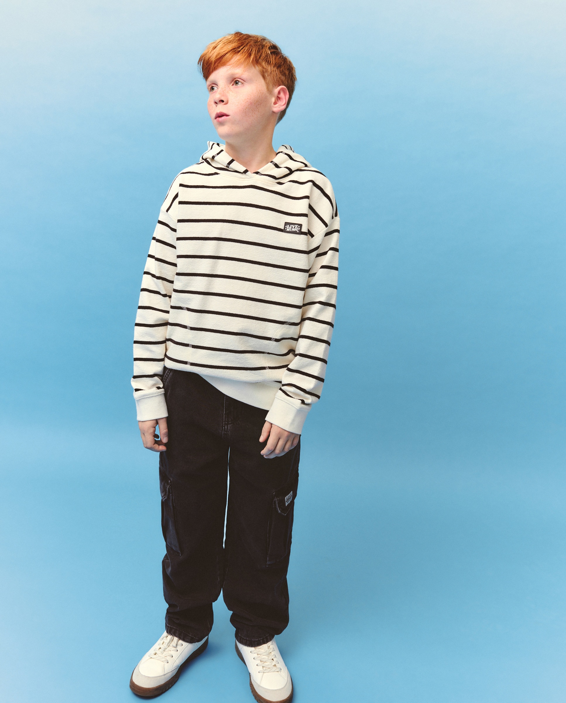 Sweatshirt Fechada às Riscas com Capuz Kids El Corte Inglés Preto-2