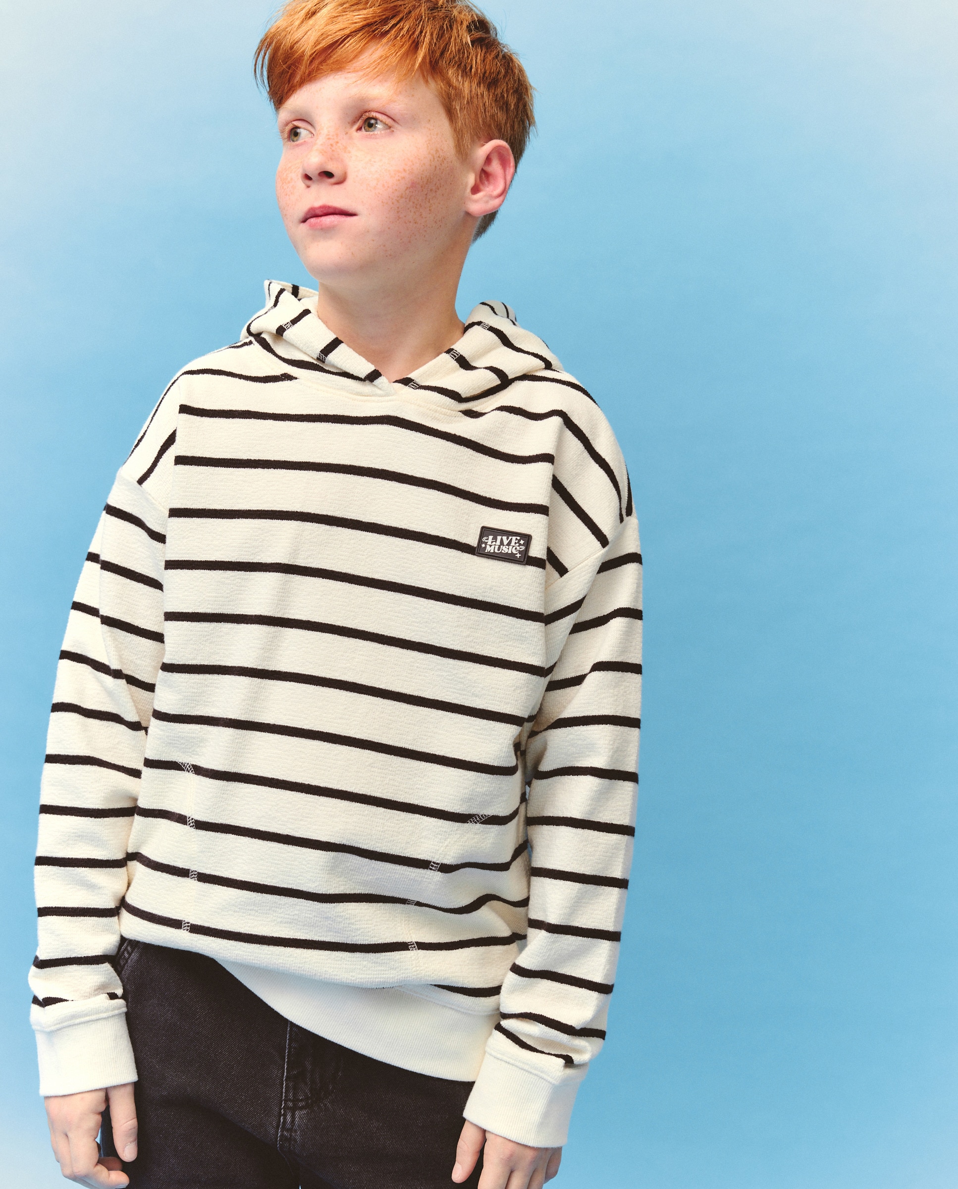 Sweatshirt Fechada às Riscas com Capuz Kids El Corte Inglés Preto-4