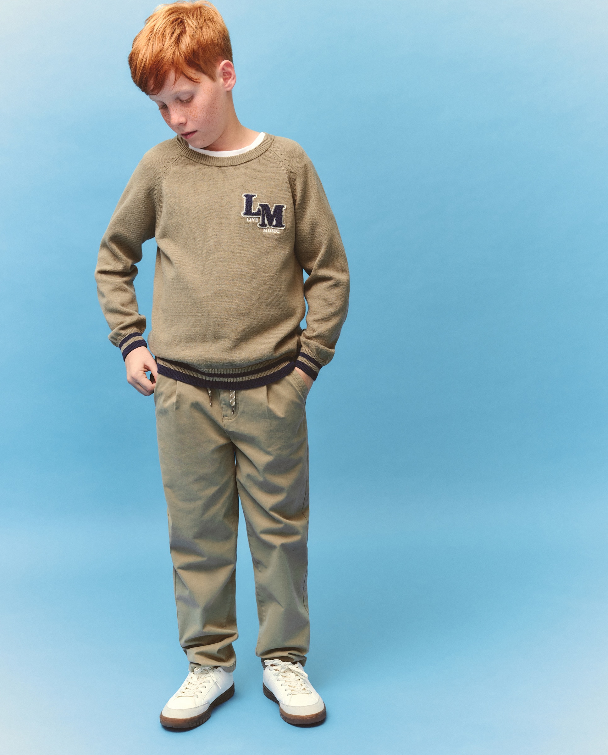 Camisola de Malha com Letra e Emblema Verde-2