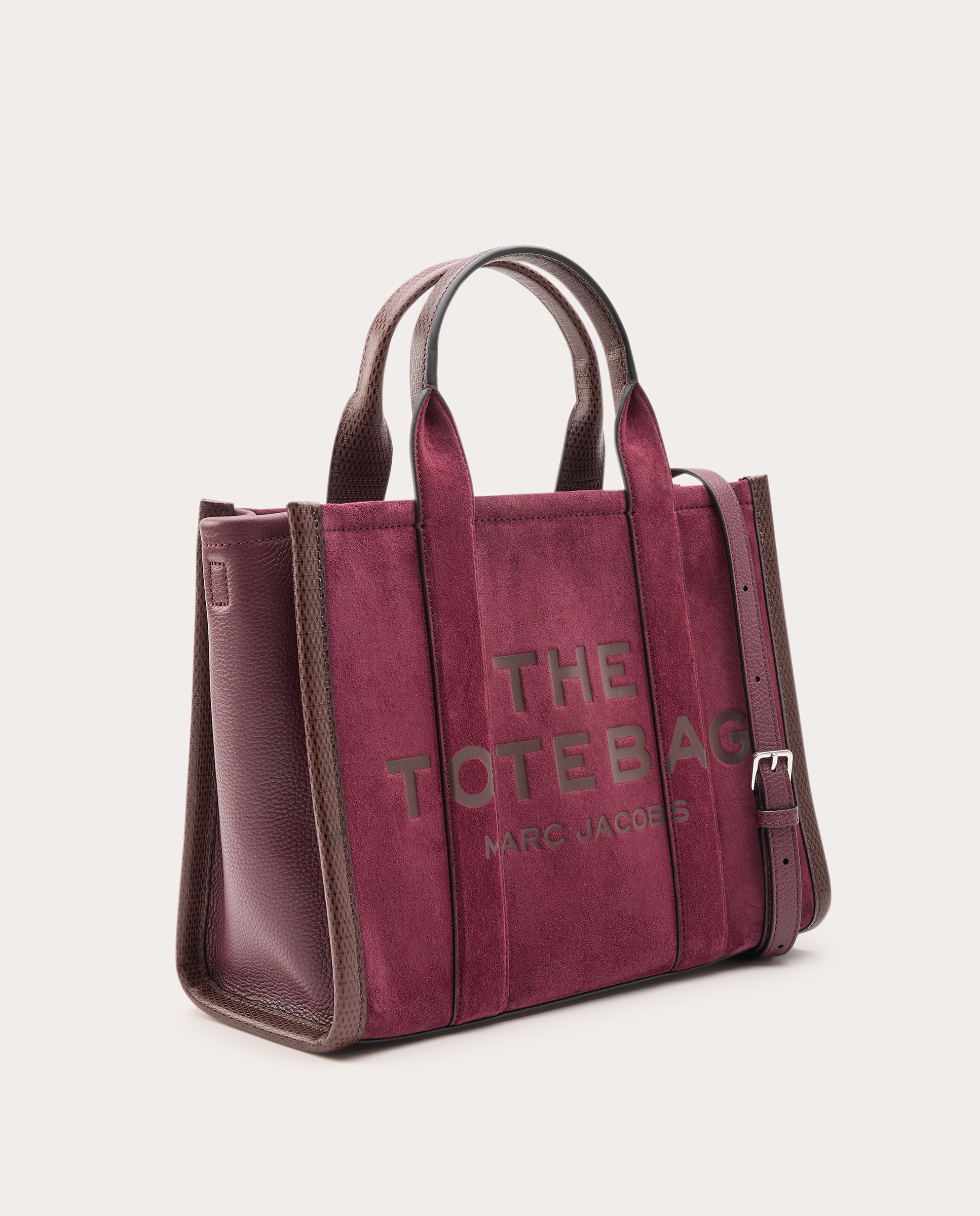 Mala Shopper Tipo Tote Small de Camurça Bordeaux-3