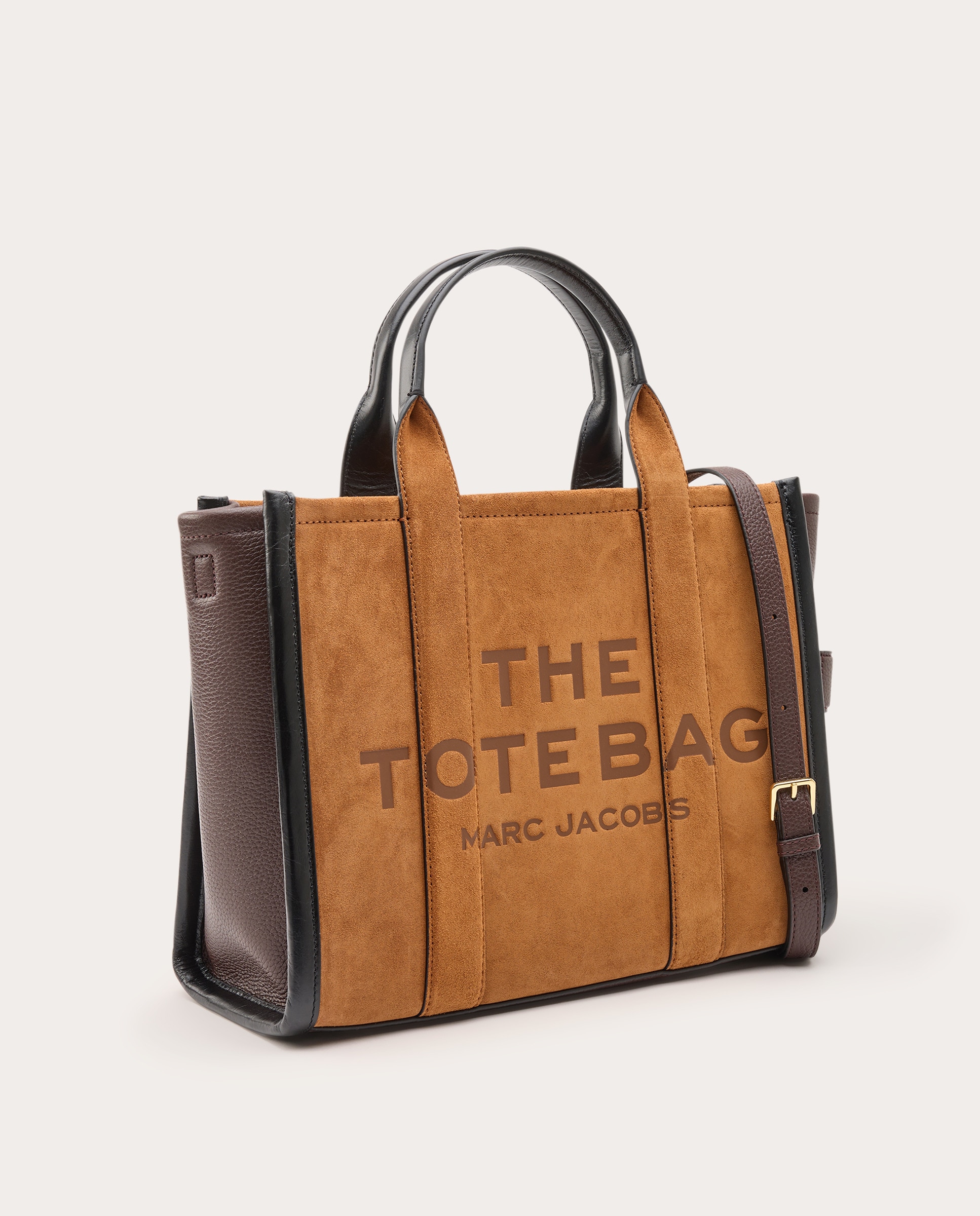 Mala Shopper Tipo Tote Small de Camurça Castanho-claro-3