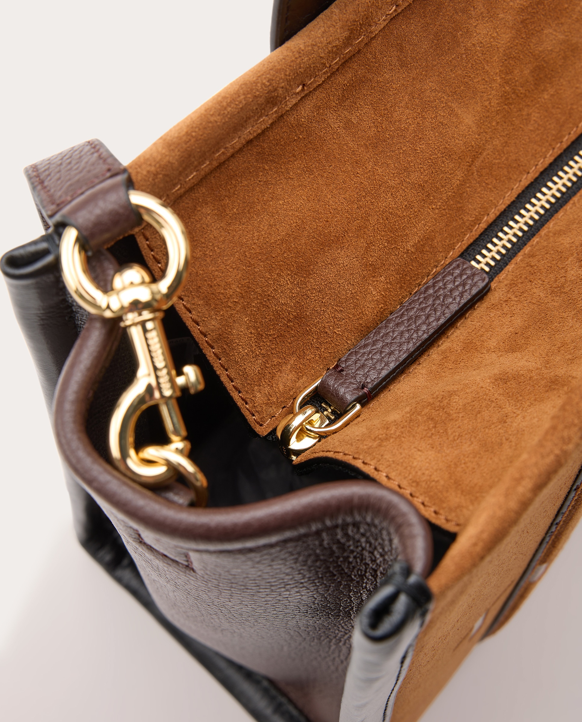 Mala Shopper Tipo Tote Small de Camurça Castanho-claro-4