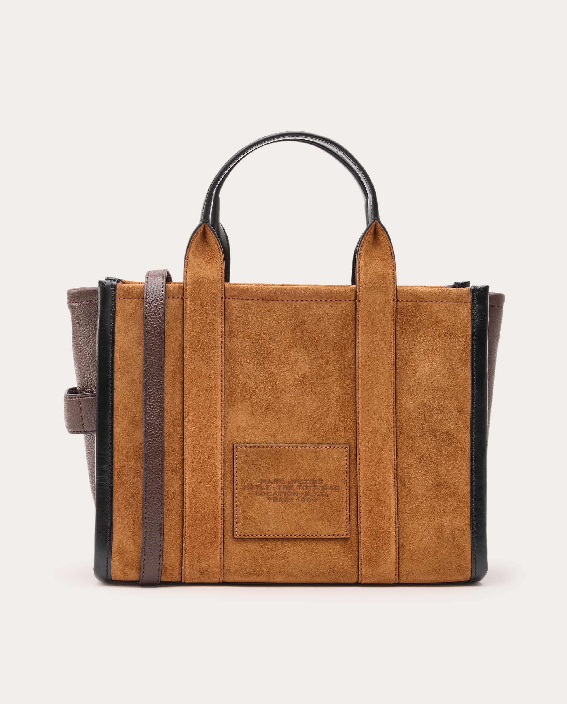 Mala Shopper Tipo Tote Small de Camurça Castanho-claro-2
