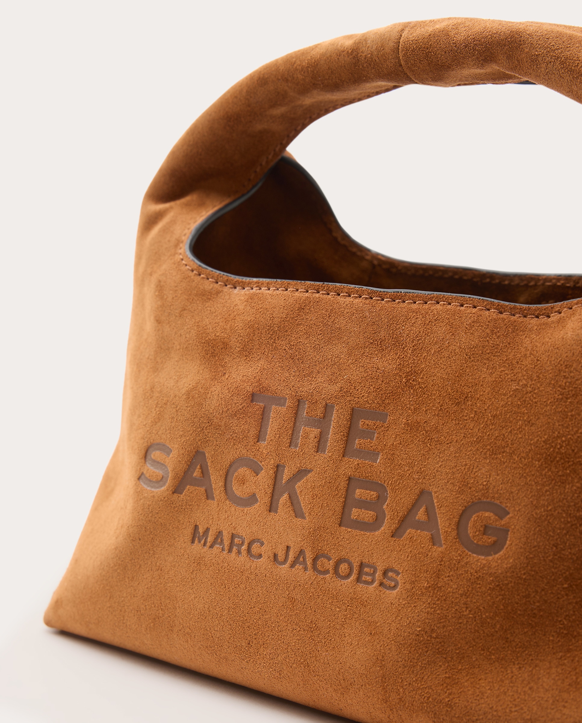 Mala de Ombro Mini The Sack de Camurça Castanho-claro-4