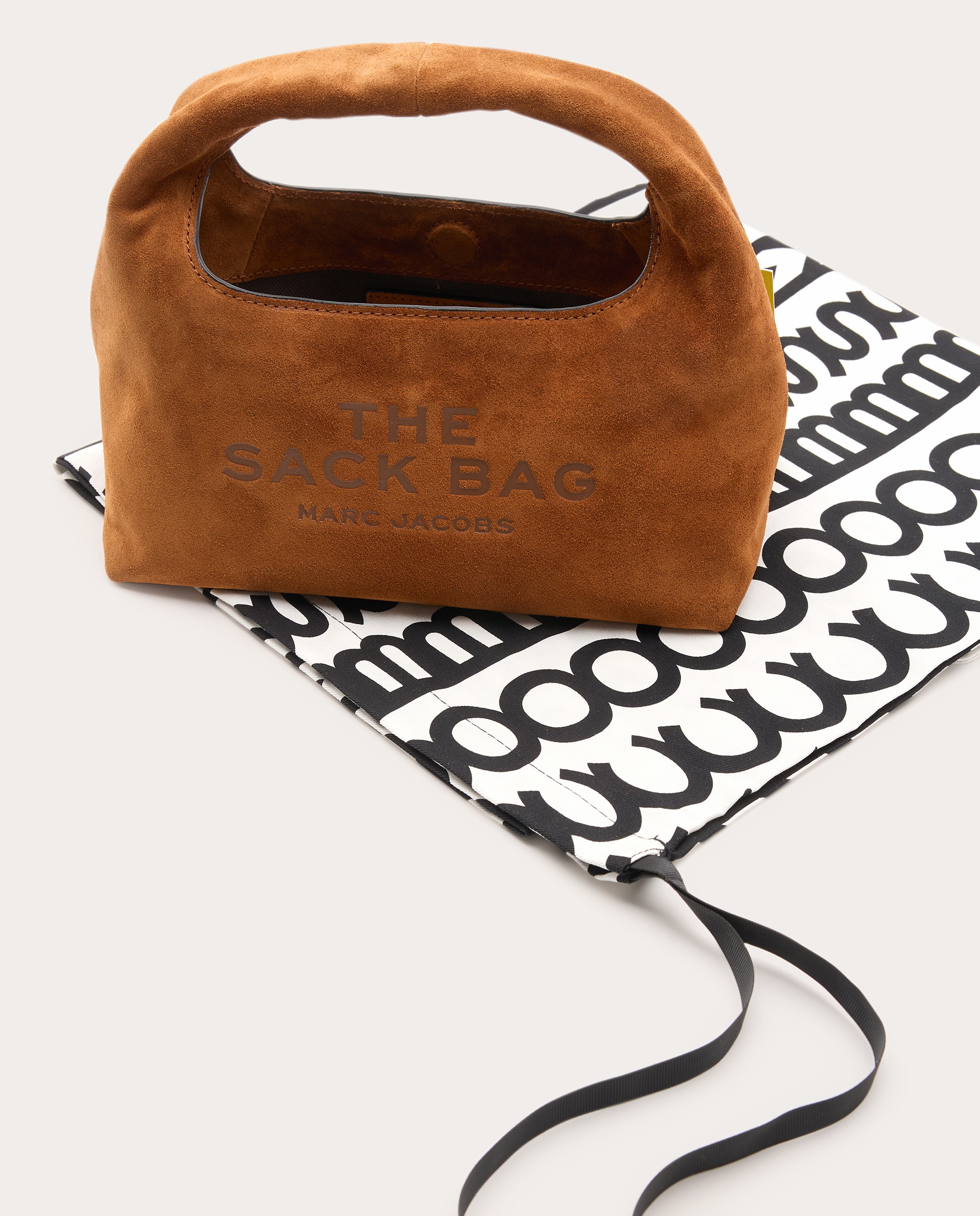 Mala de Ombro Mini The Sack de Camurça Castanho-claro-6