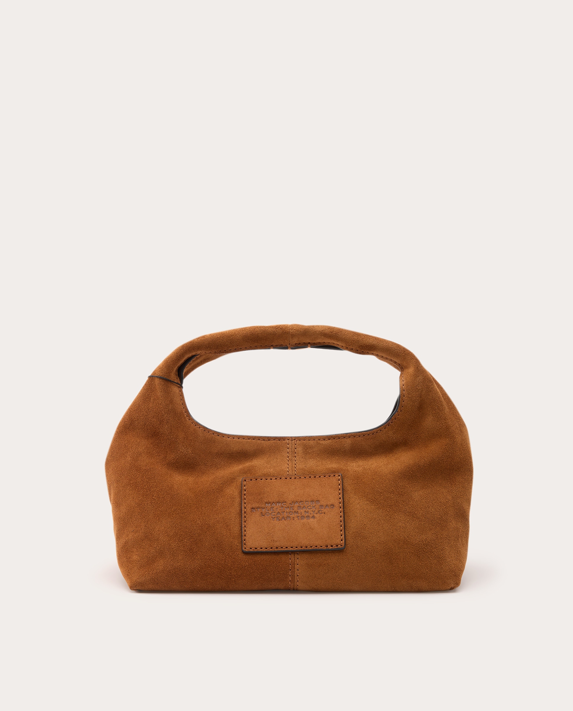 Mala de Ombro Mini The Sack de Camurça Castanho-claro-2