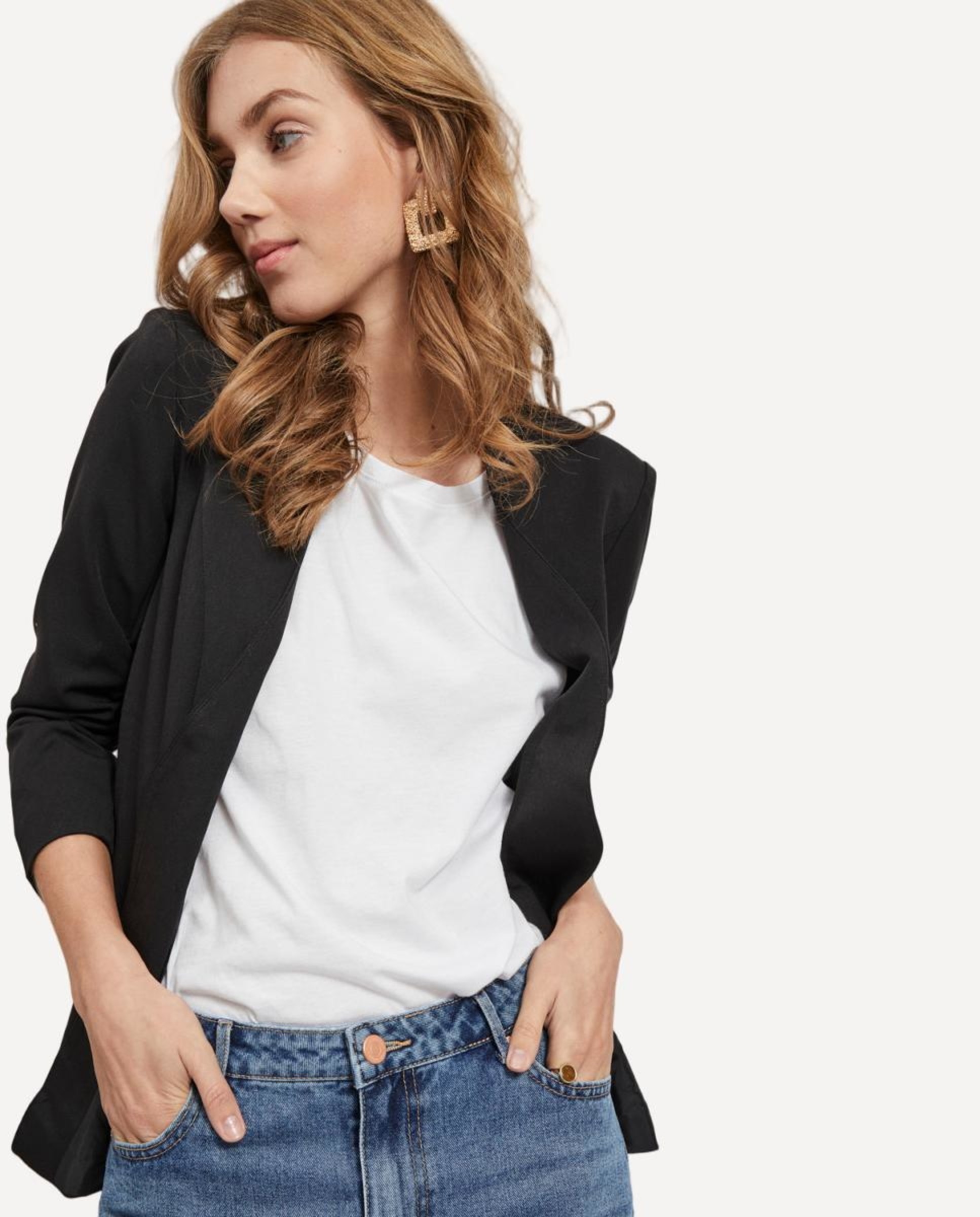 Blazer com Mangas ¾ Preto-3