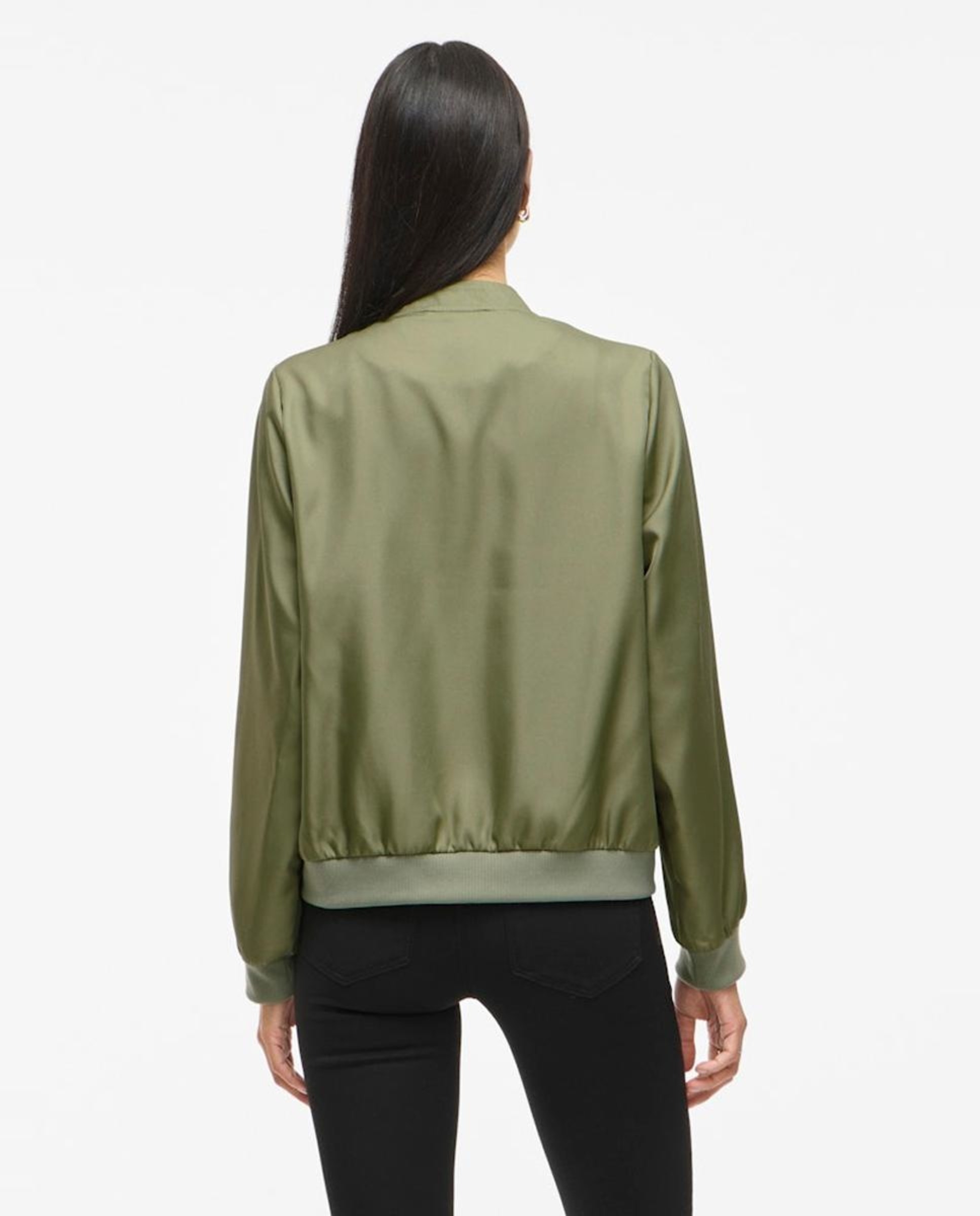 Casaco Tipo Blusão Bomber com Fecho de Correr Verde-militar-5