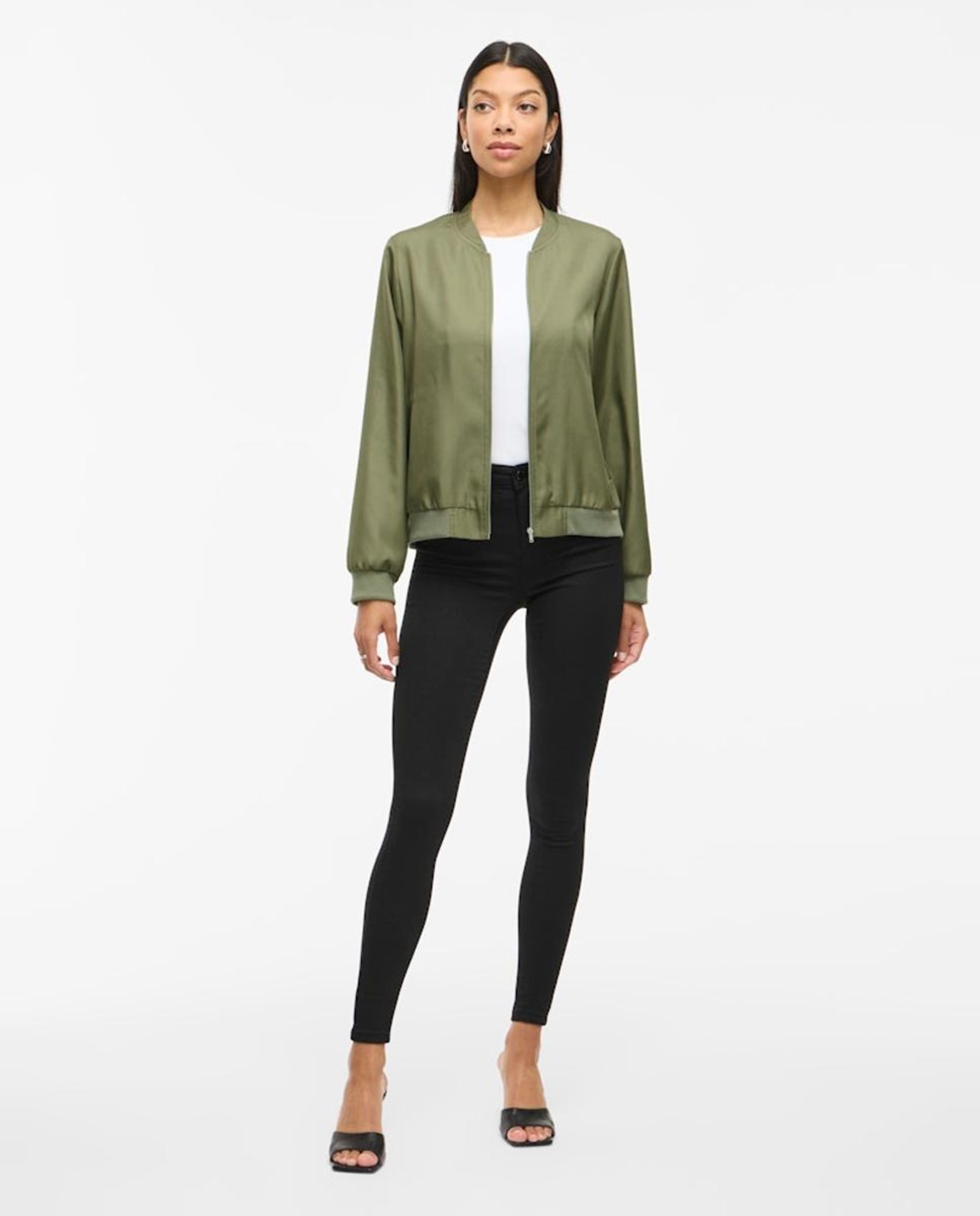 Casaco Tipo Blusão Bomber com Fecho de Correr Verde-militar-2