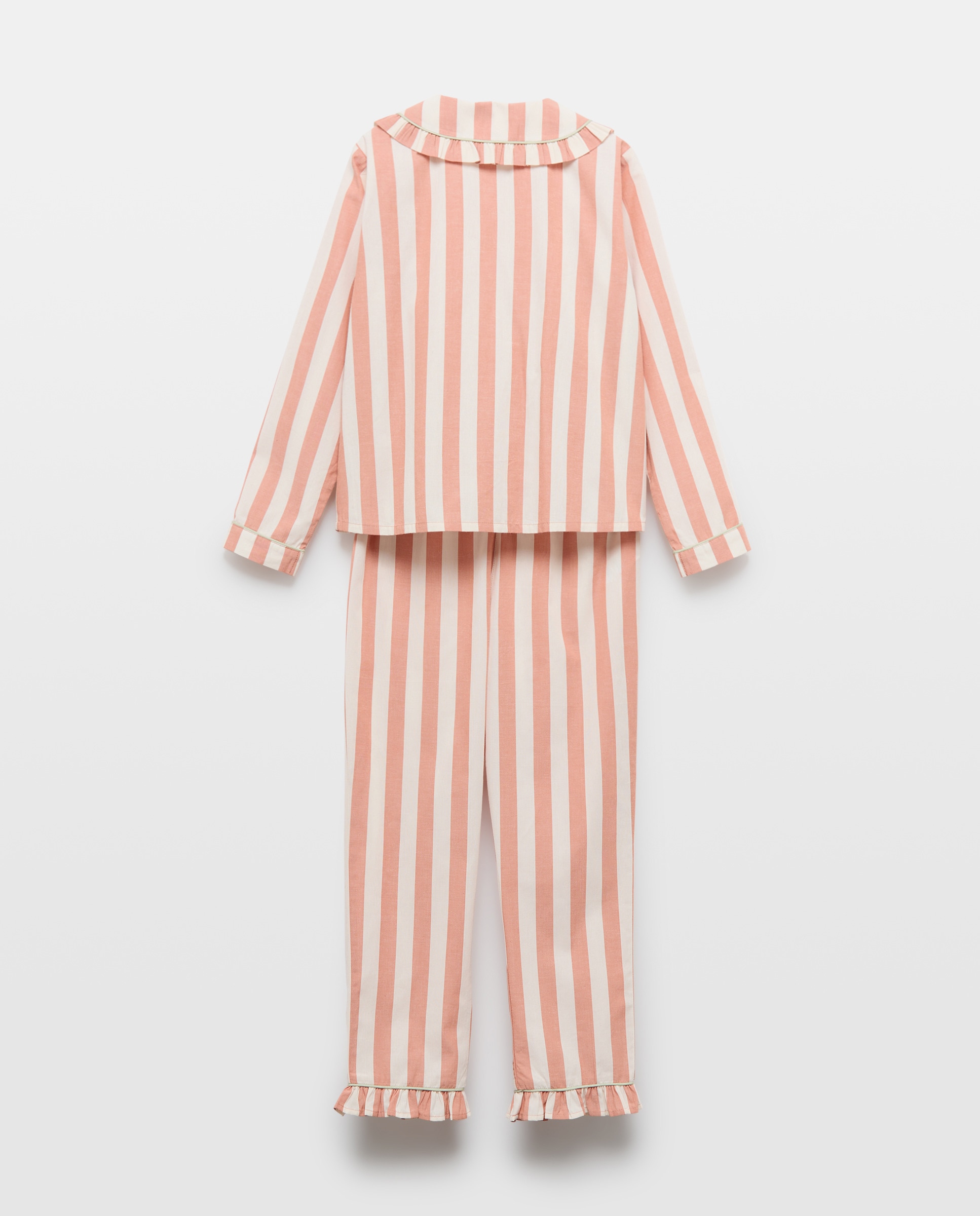Pijama de niña largo de rayas con cuello 2
