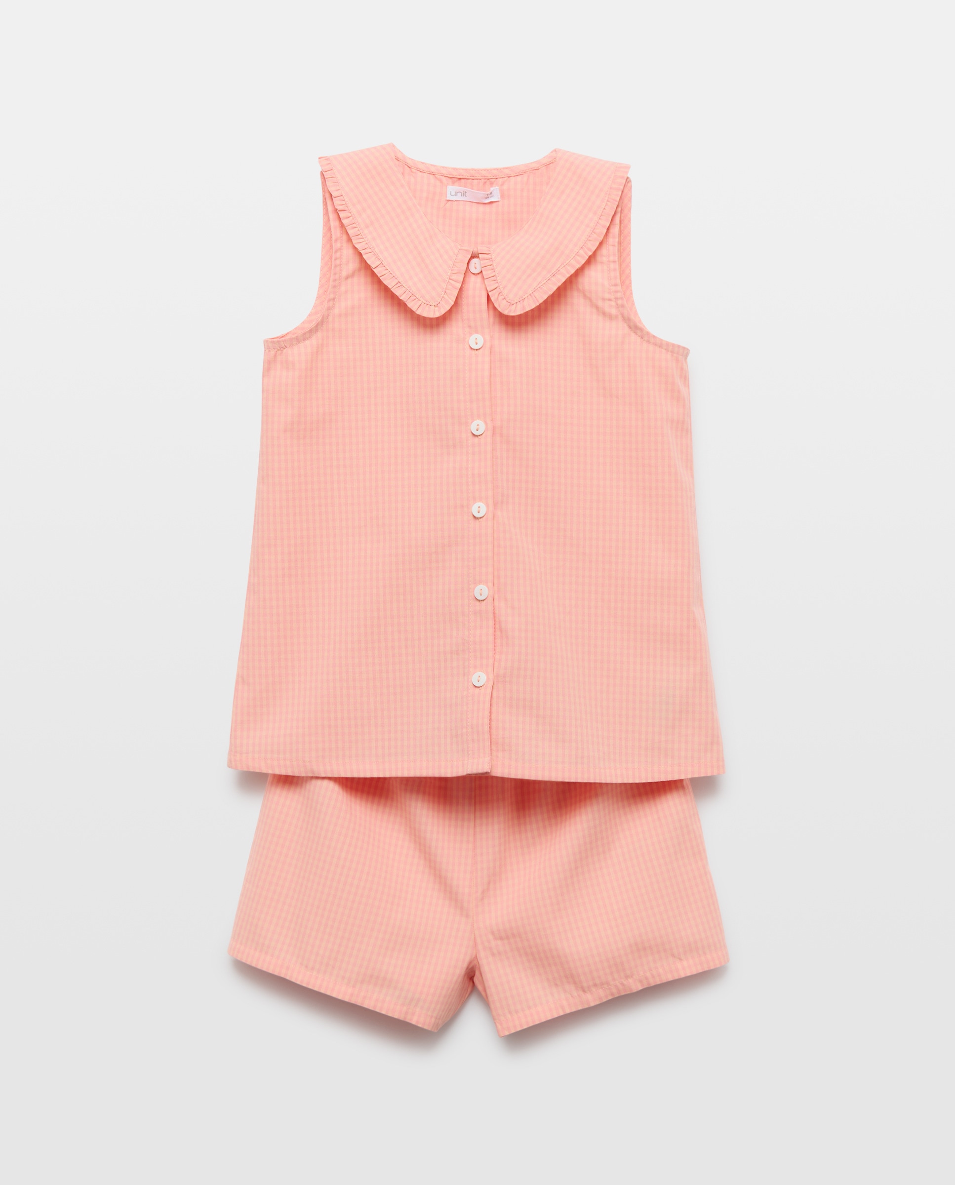 Imagen 0 de Pijama de niña de voile corto de cuadros