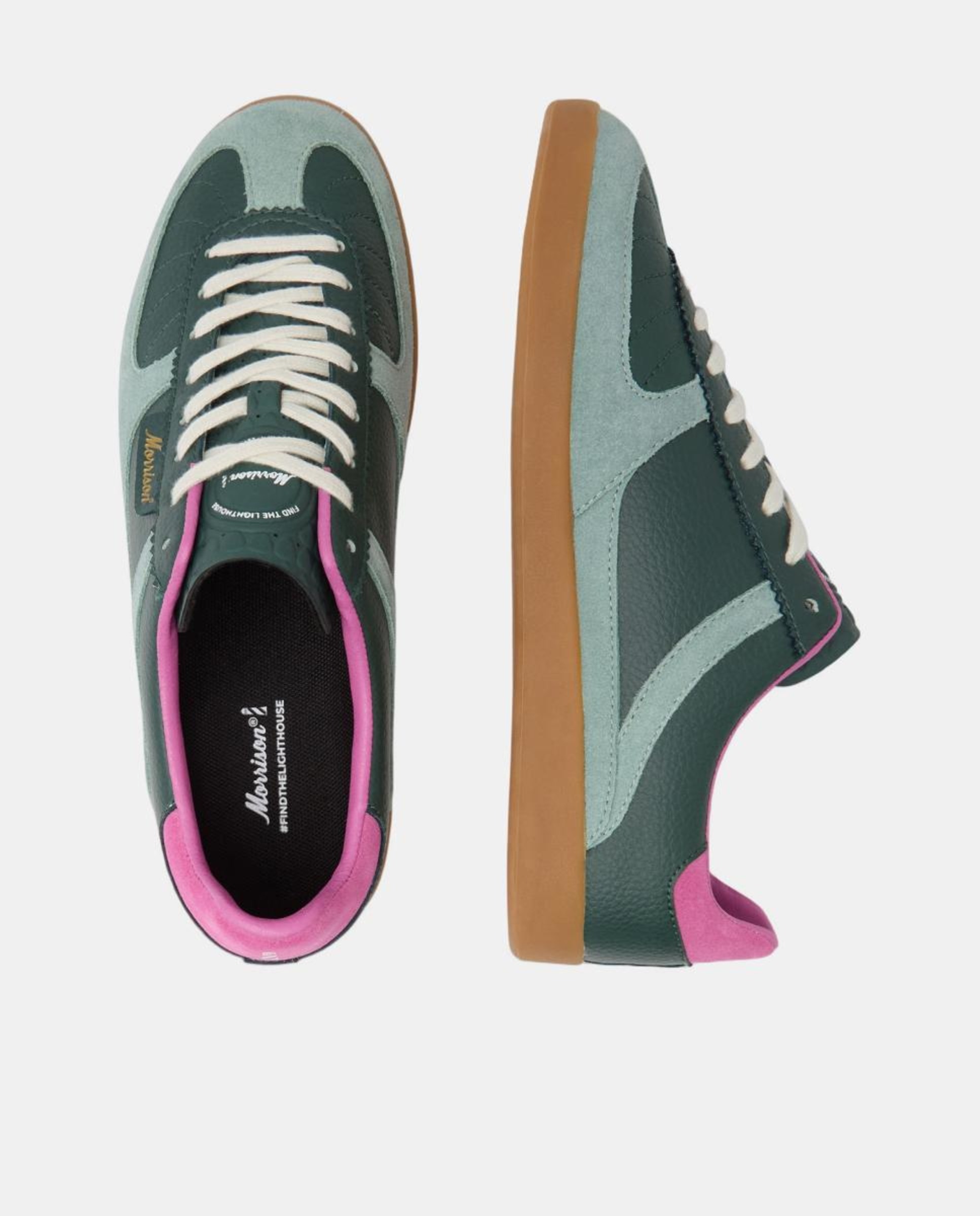 Sapatilhas em Couro com Combinações de Couro em Diferentes Cores Verde Azeitona-4