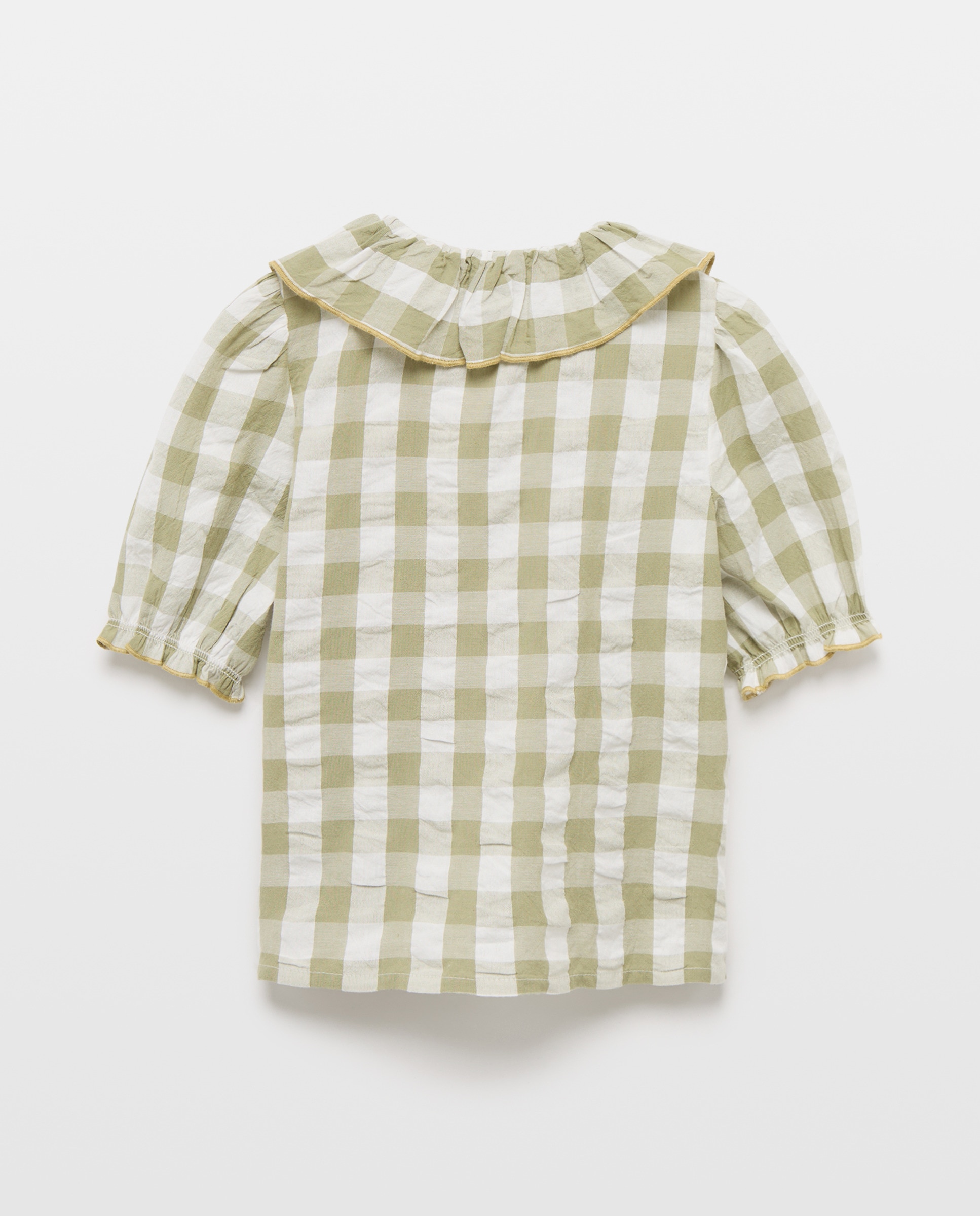 Blusa niña cuadros vichy set 520 Kaki-2