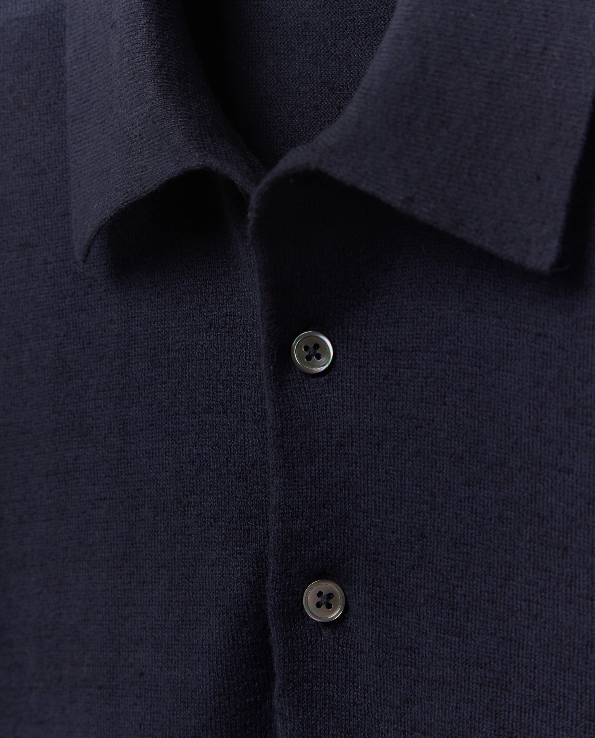 Camisola de Malha Lisa de Algodão e Linho com Colarinho de Polo e Manga Curta Azul-marinho-6