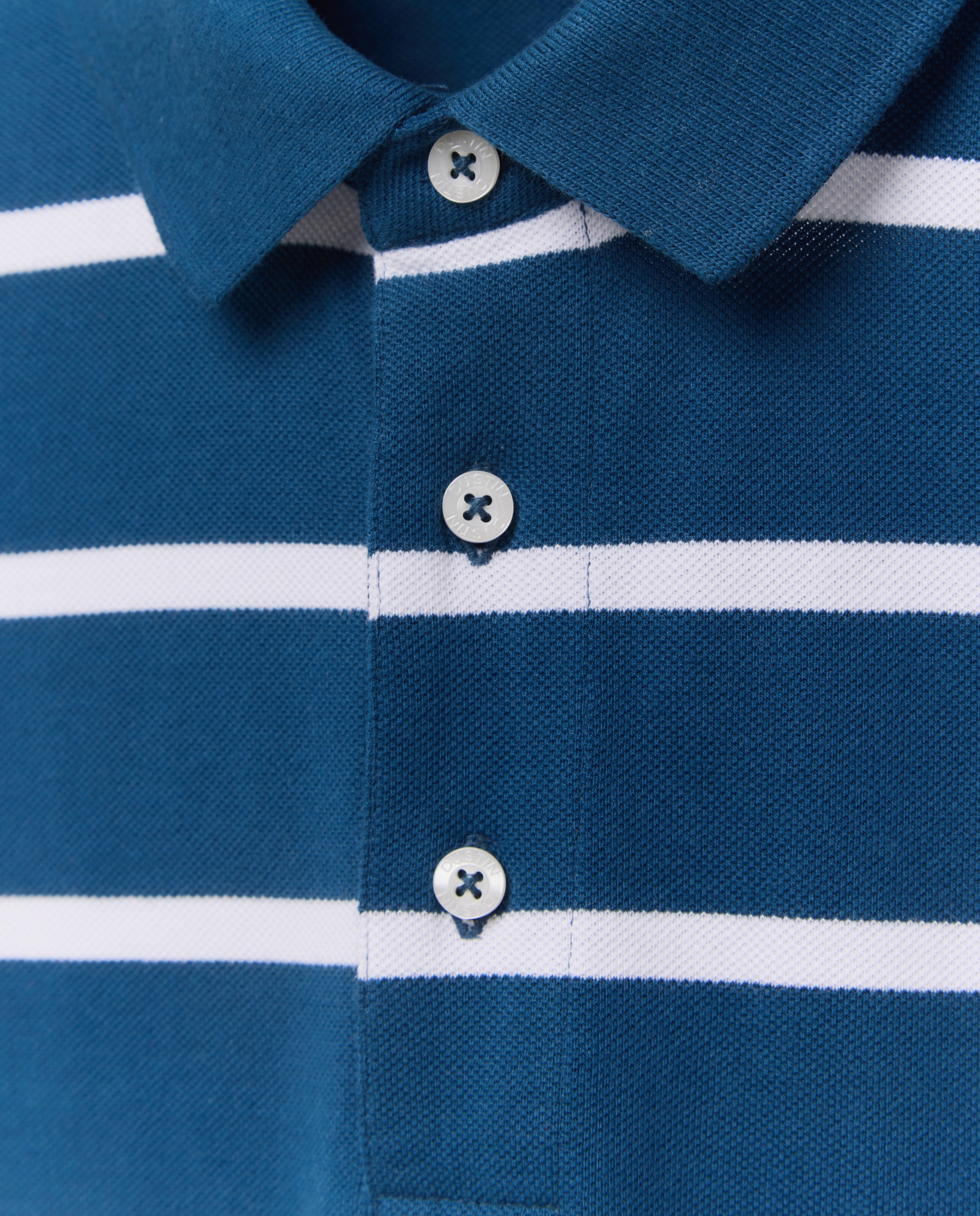 Polo Piqué às Riscas com Manga Curta Azul-marinho-5