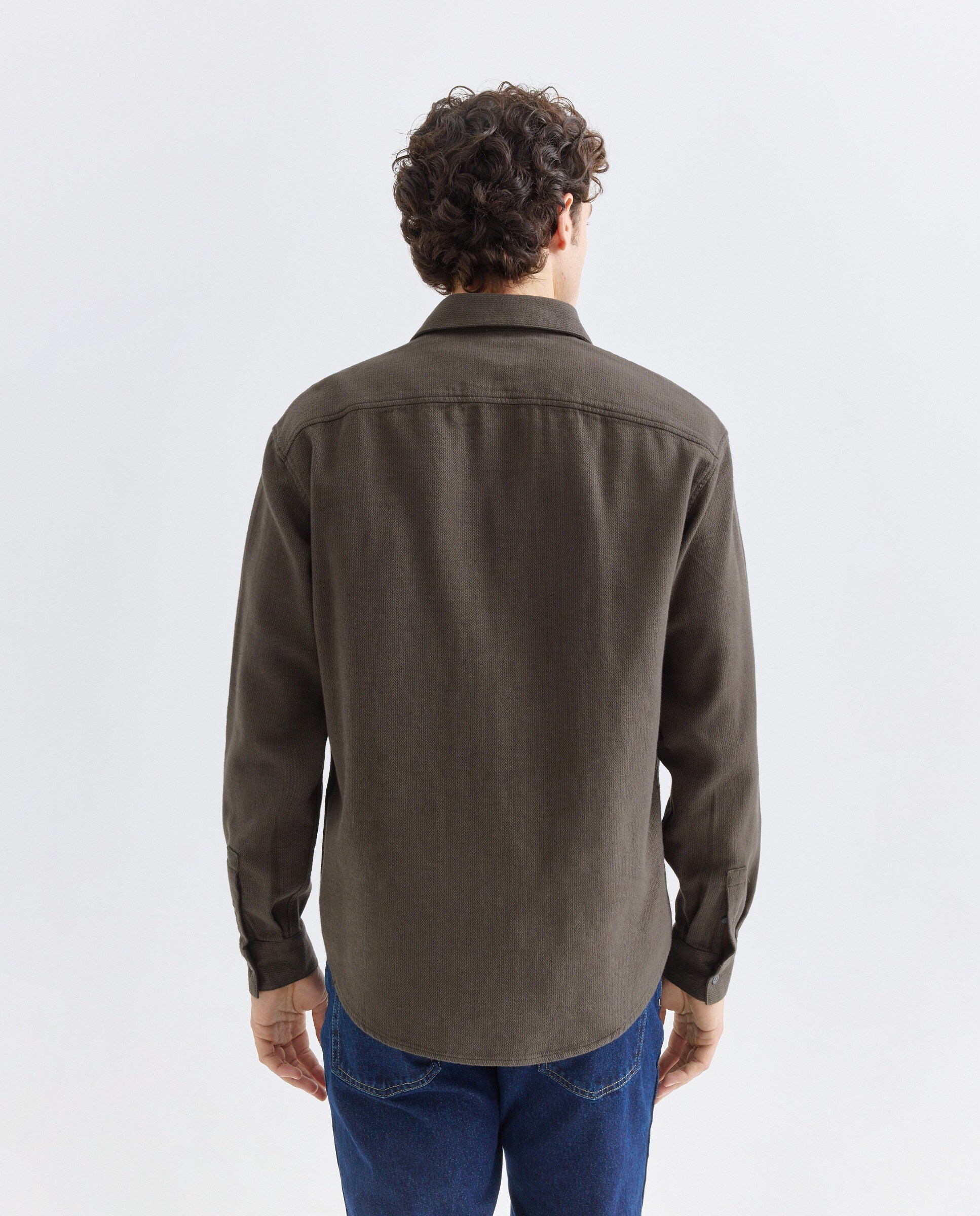 Camisa Confort com Fecho de Correr Castanho-3