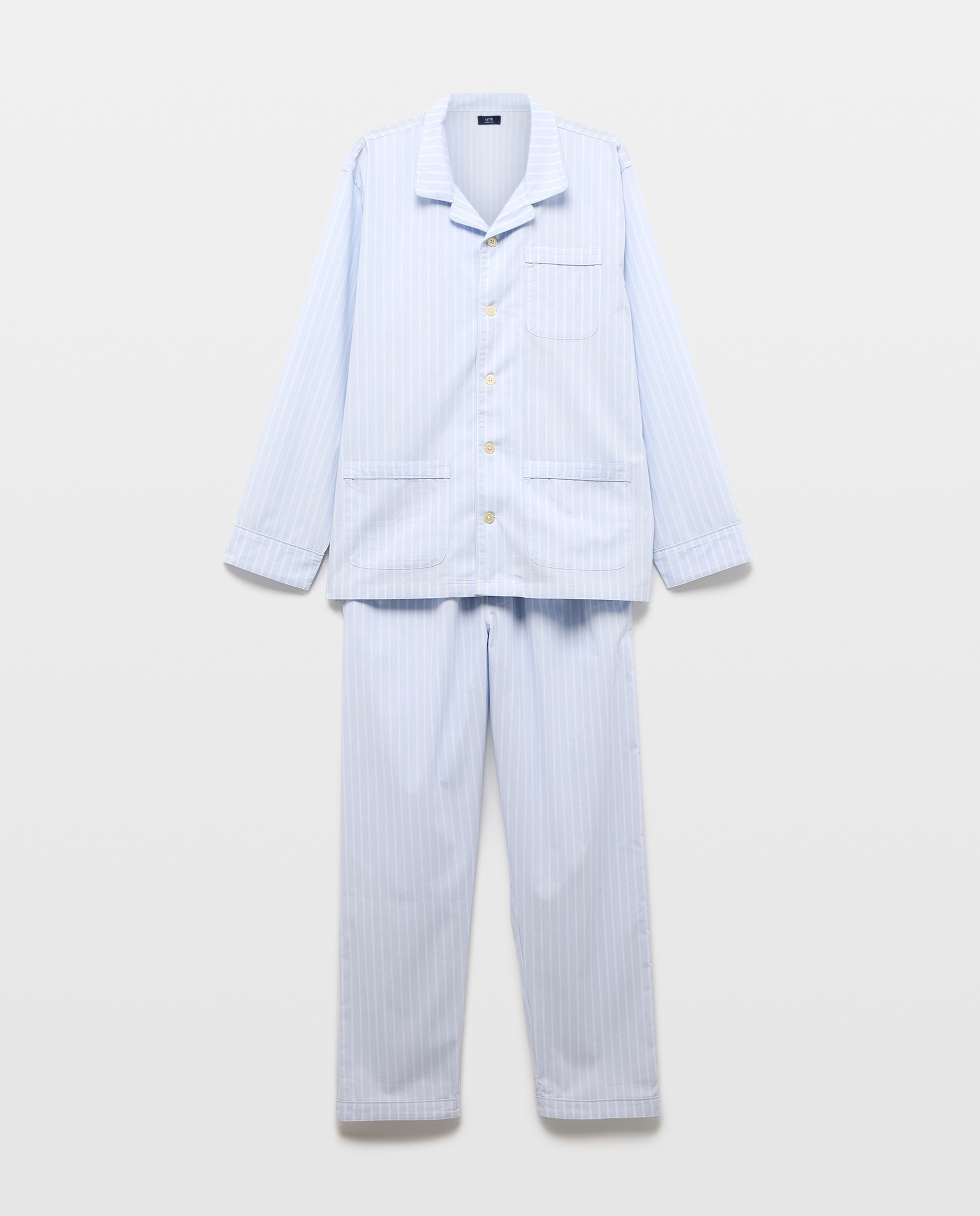 Pijama hombre algodón rayas 400 Azul-3