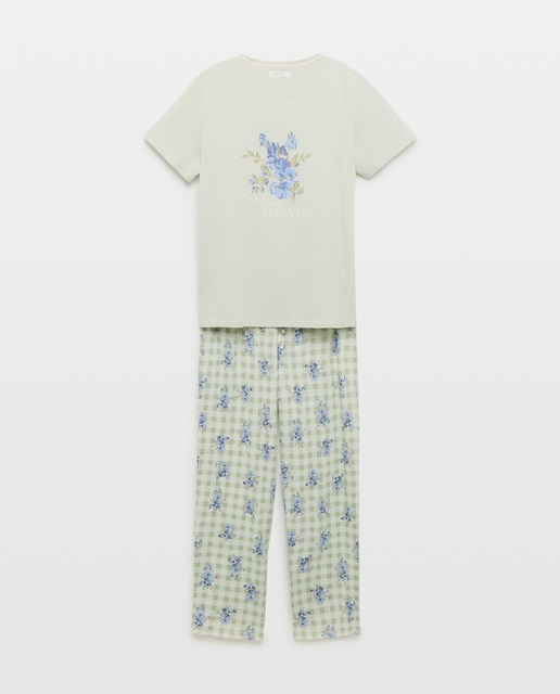 Imagen 0 de Pijama de mujer top posicionado pantalones vichy flores