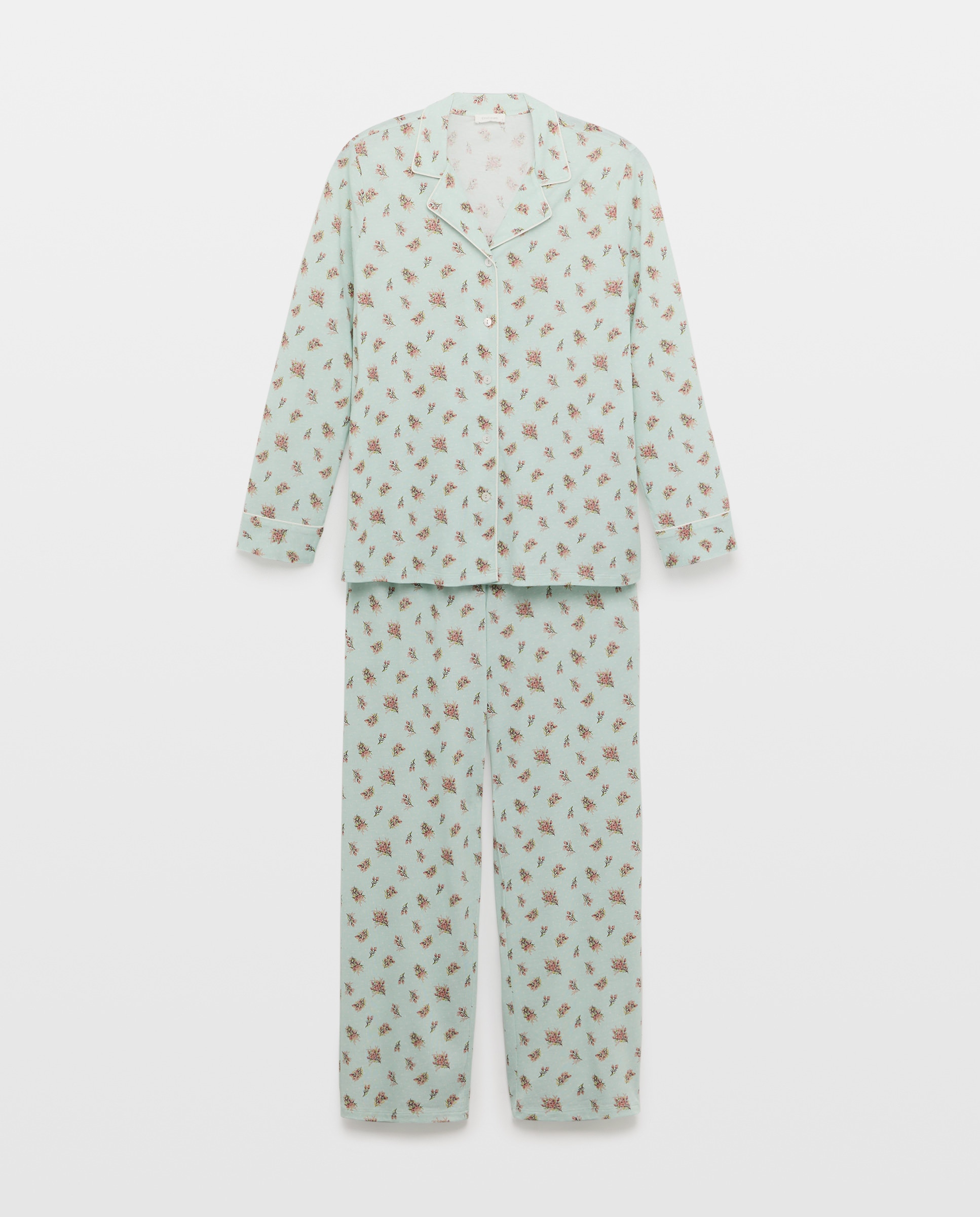 Pijama Camiseiro Estampado Verde-3