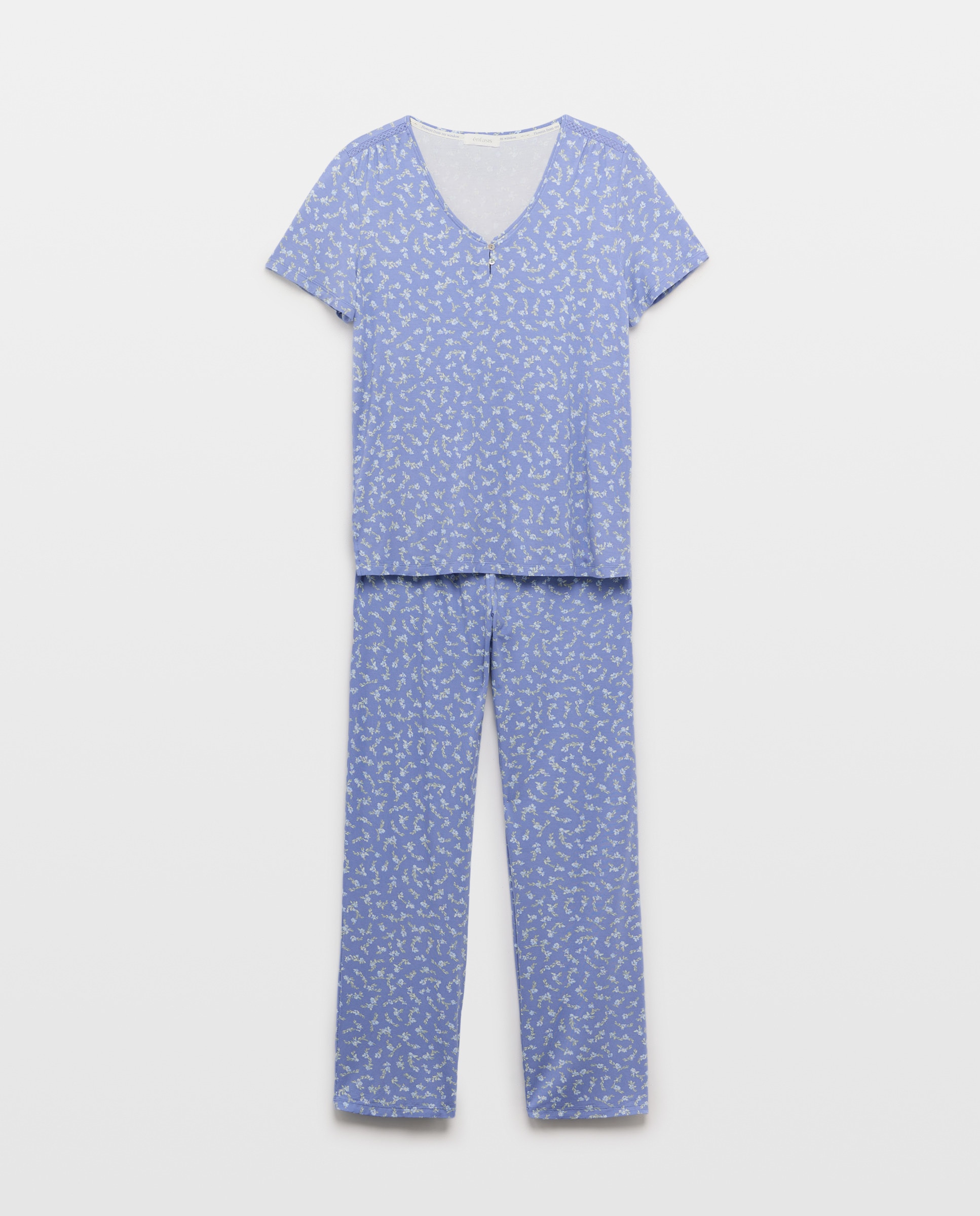 Pijama com Estampado de Fantasia Azul-3