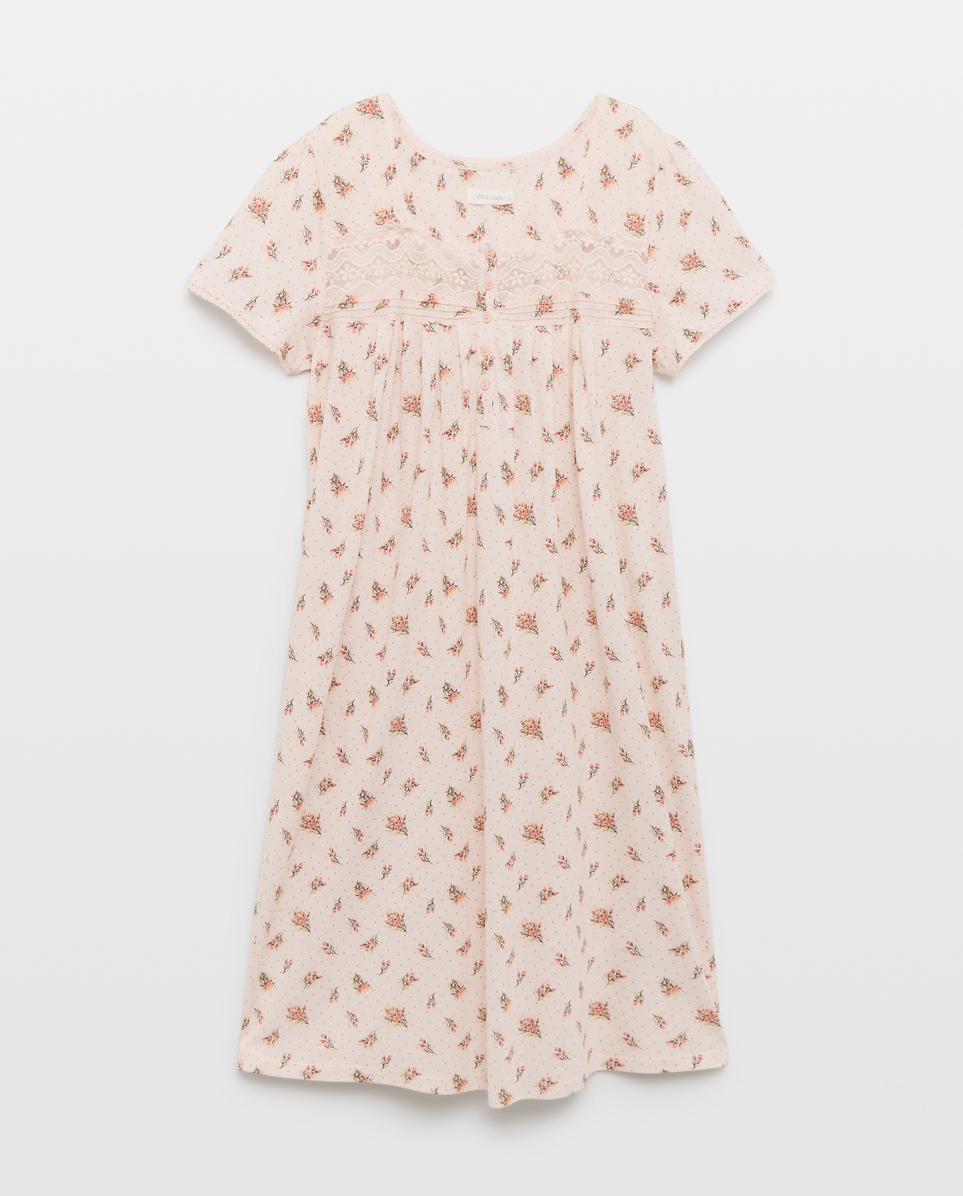 Camisa de dormir curta estampada Rosa-4