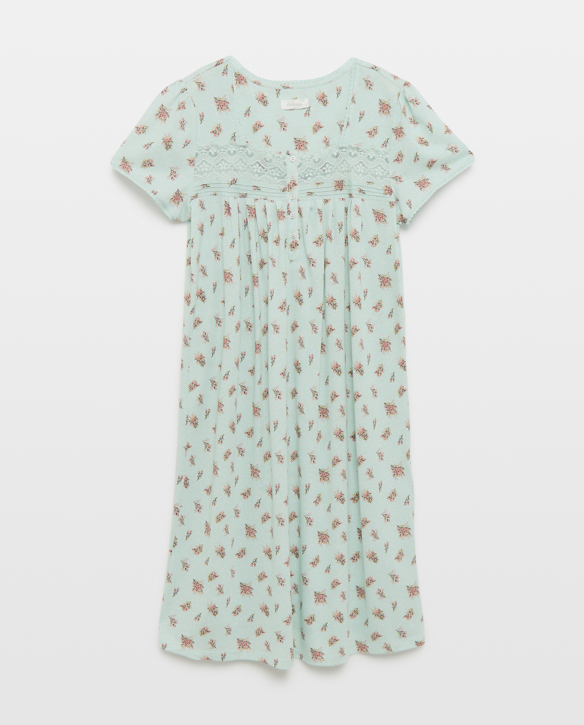 Camisa de dormir curta estampada Verde-3