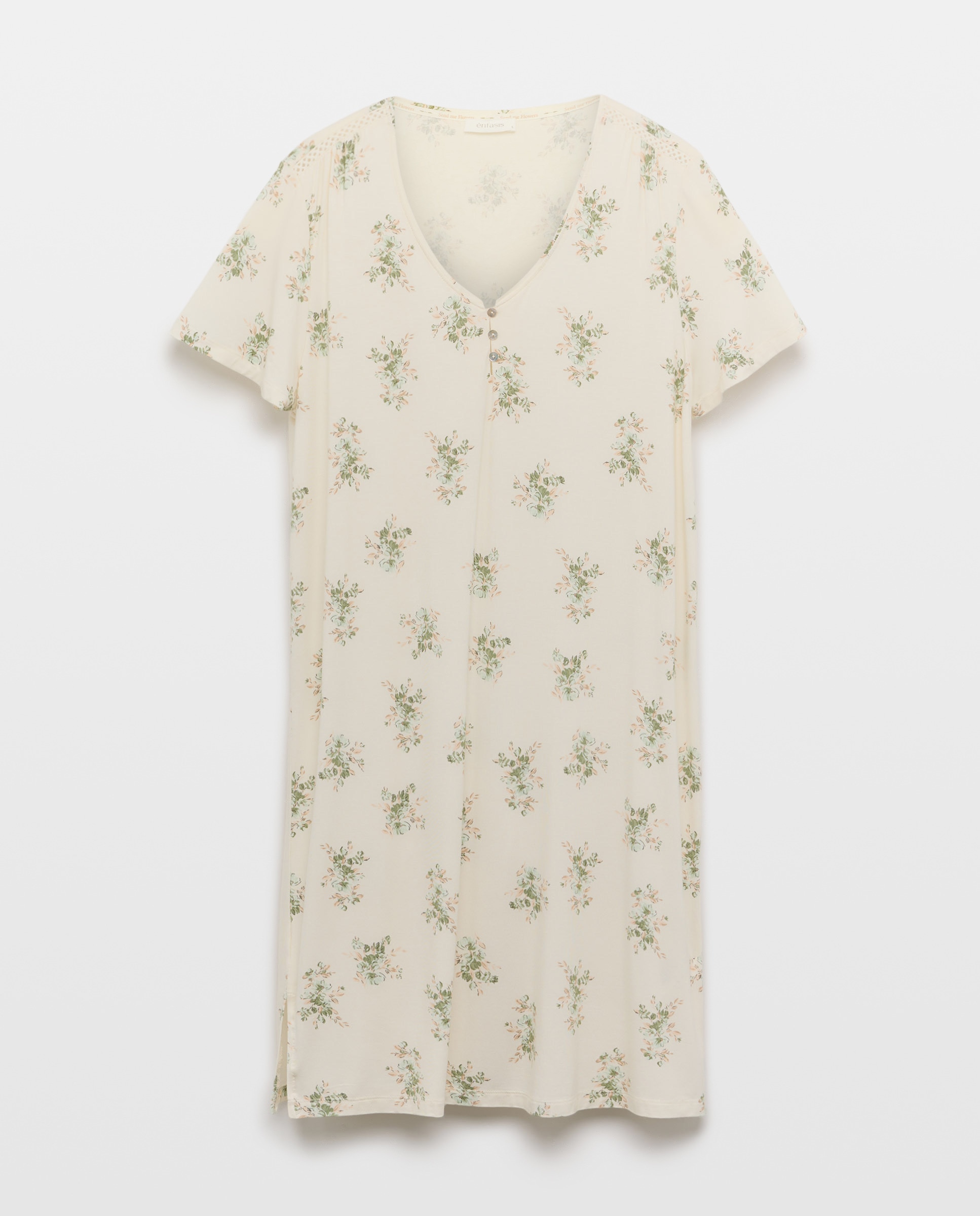 Camisa de Dormir com Estampado de Fantasia Branco-3