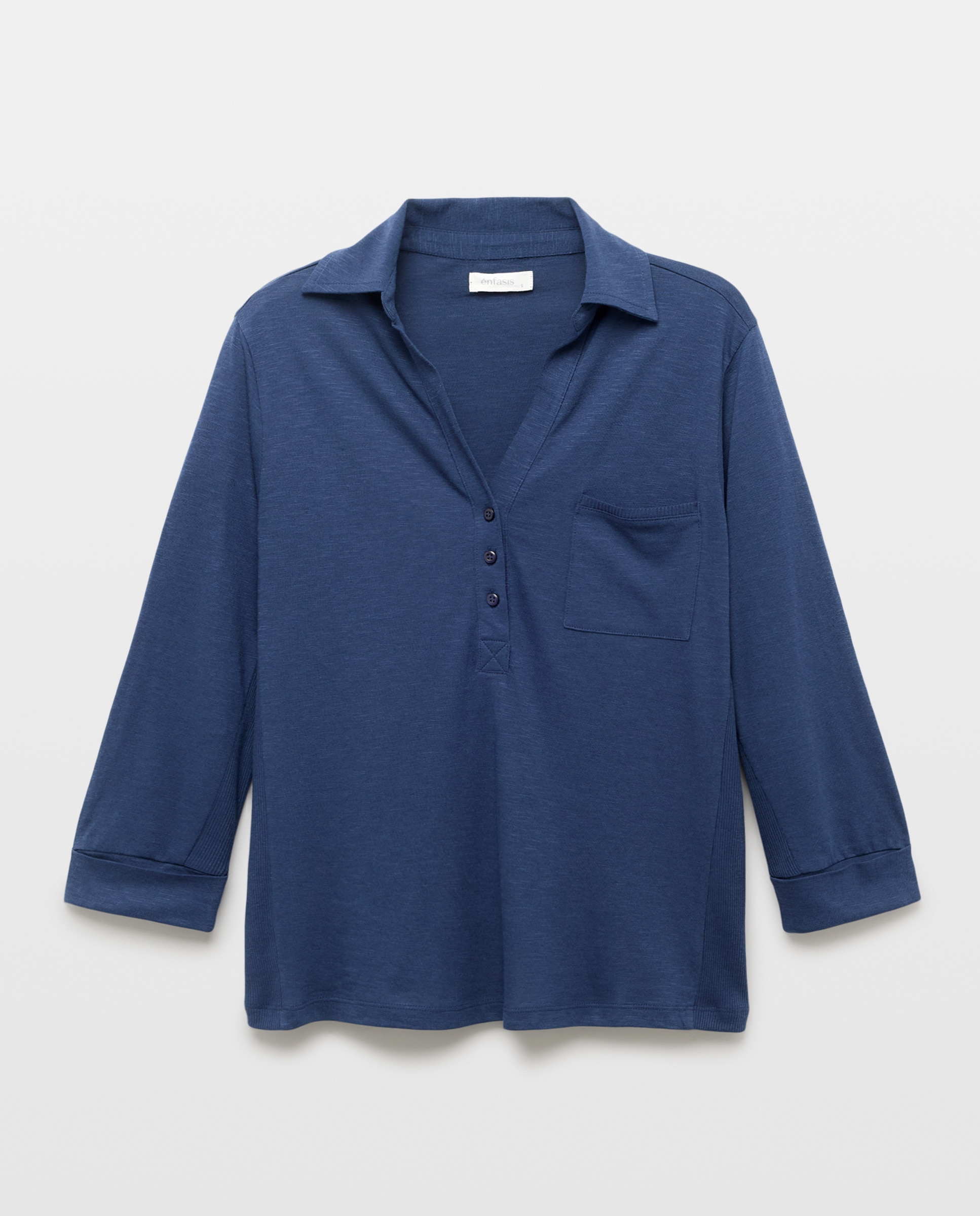 Sobrecamisa Lisa com Bolsos 430 Azul Escuro-4