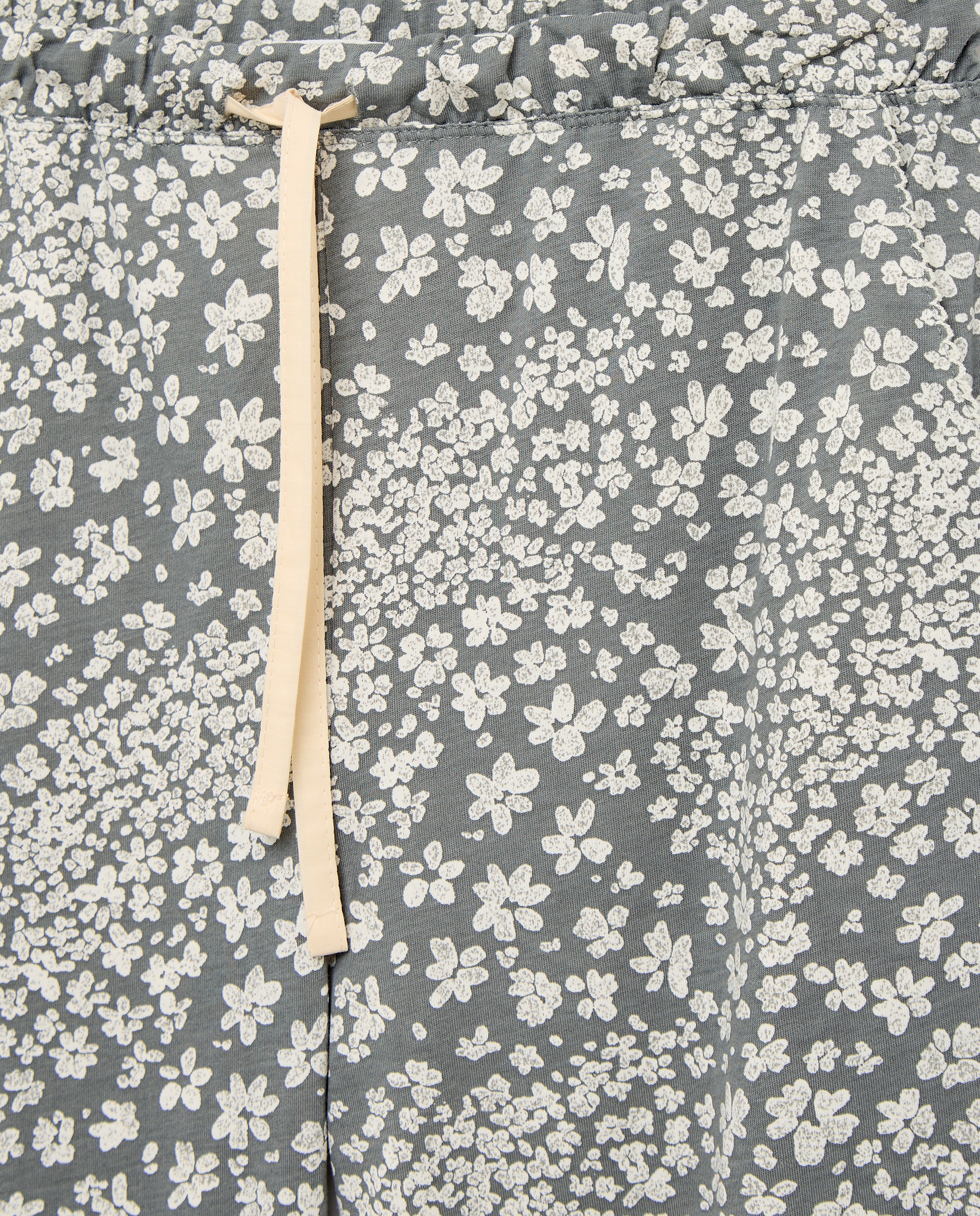 Calças de Pijama com Estampado Floral e Detalhes de Piconela Branco-5