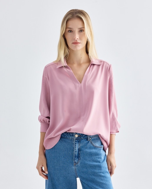 Imagen 0 de Camisa de mujer lisa manga larga