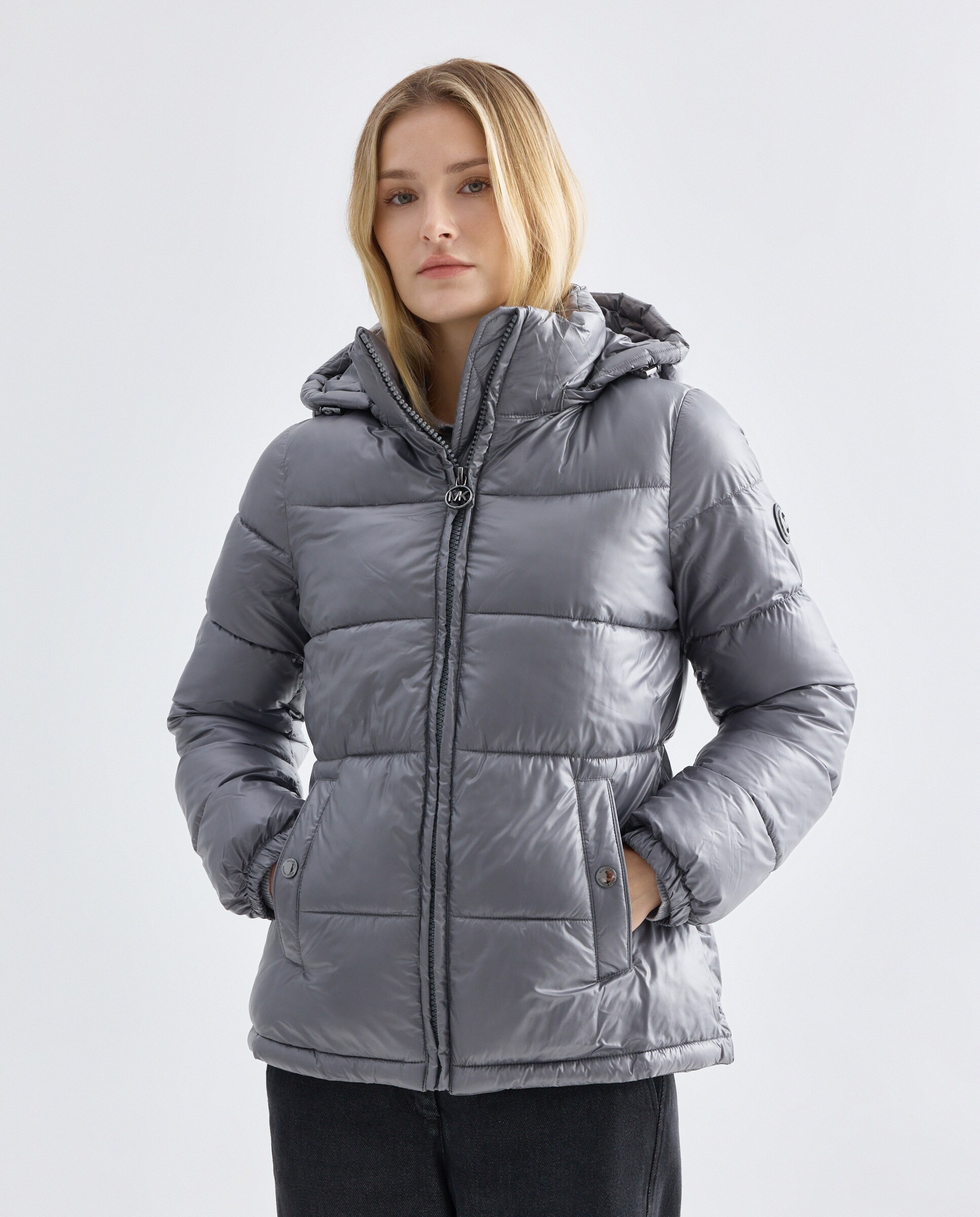 Blusão Acolchoado com Capuz Cinzento-escuro-1