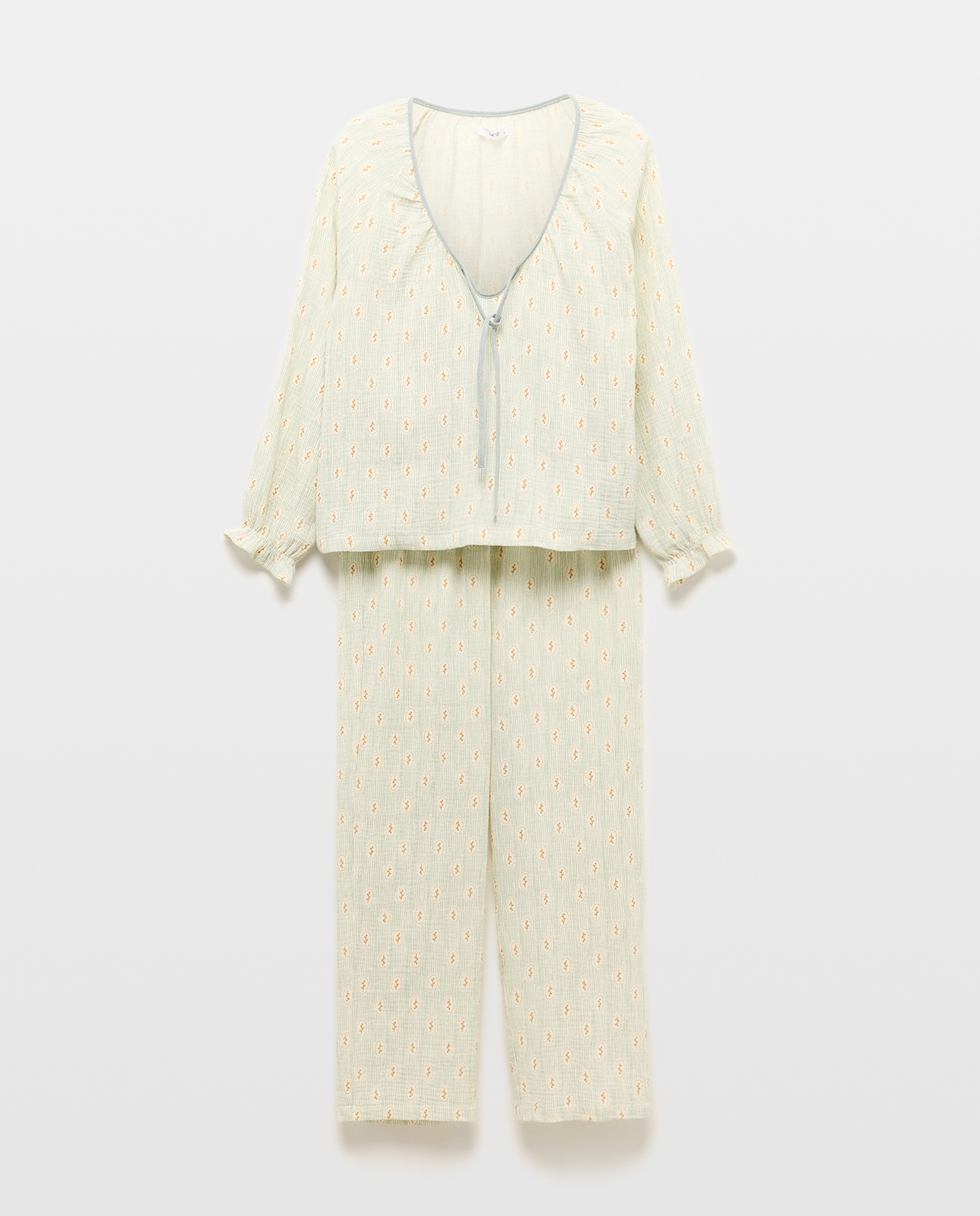 Pijama mujer algodón estampado lazo 582 Verde agua-3