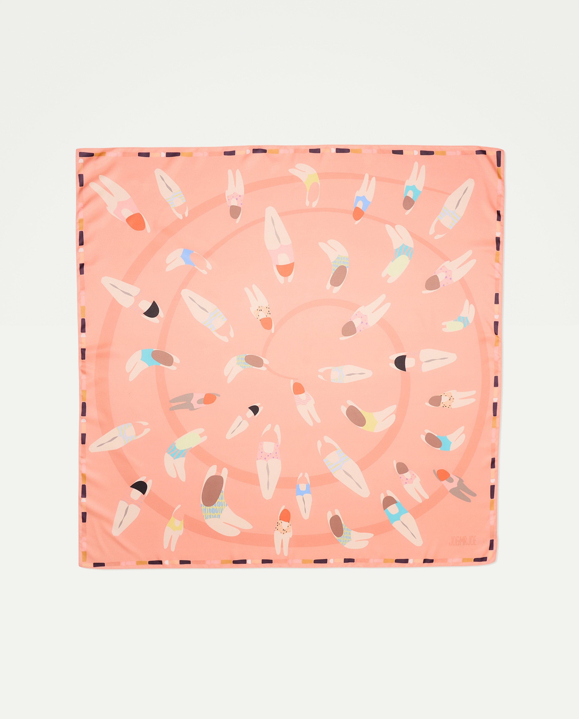 Lenço Acetinado com Estampado de Nadadoras 660 Laranja-2
