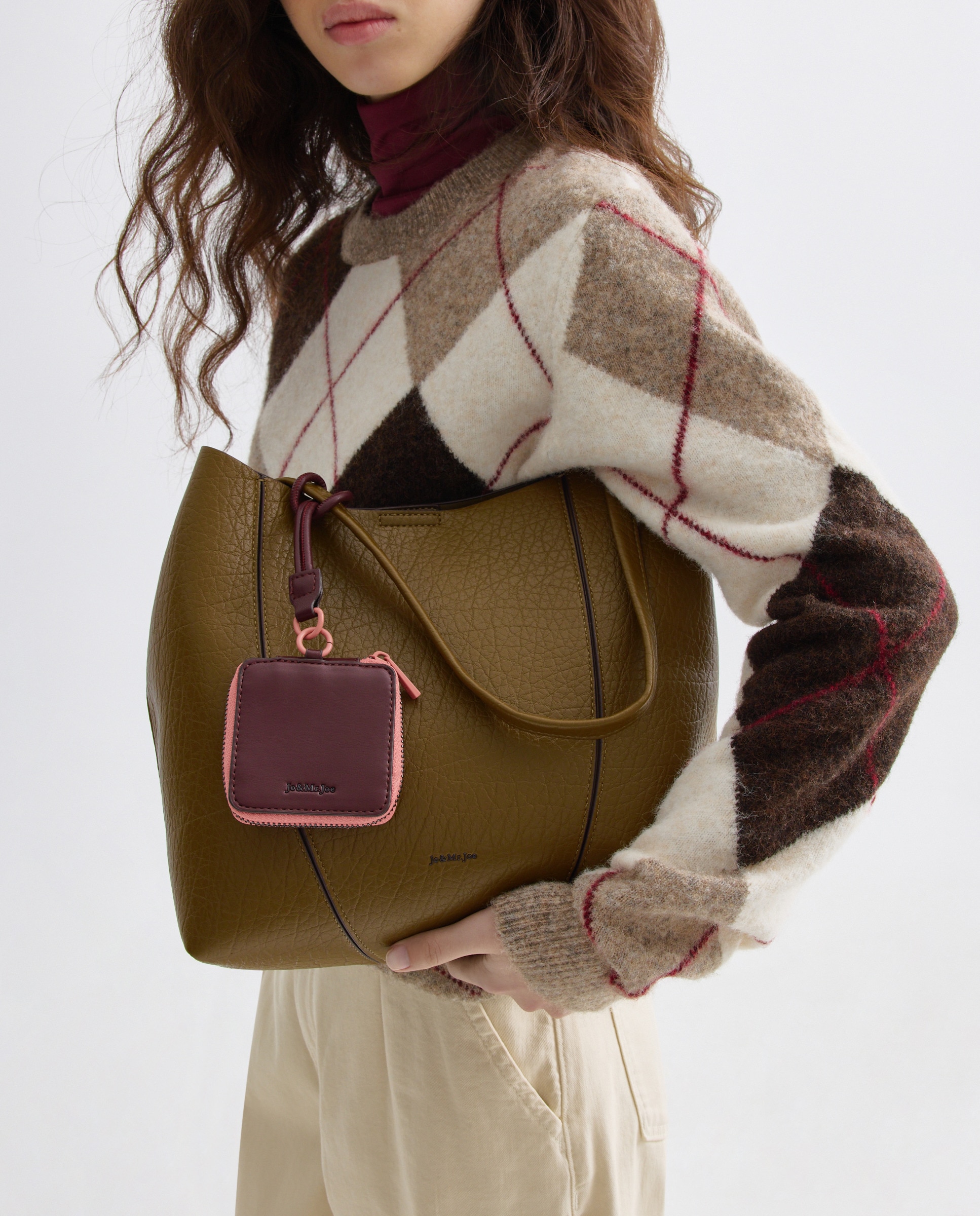 Mala de Ombro com Porta-Cartões com Conta 520 Caqui-5