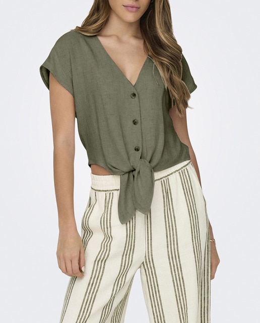 Imagen 0 de Blusa de mujer de lino con nudo