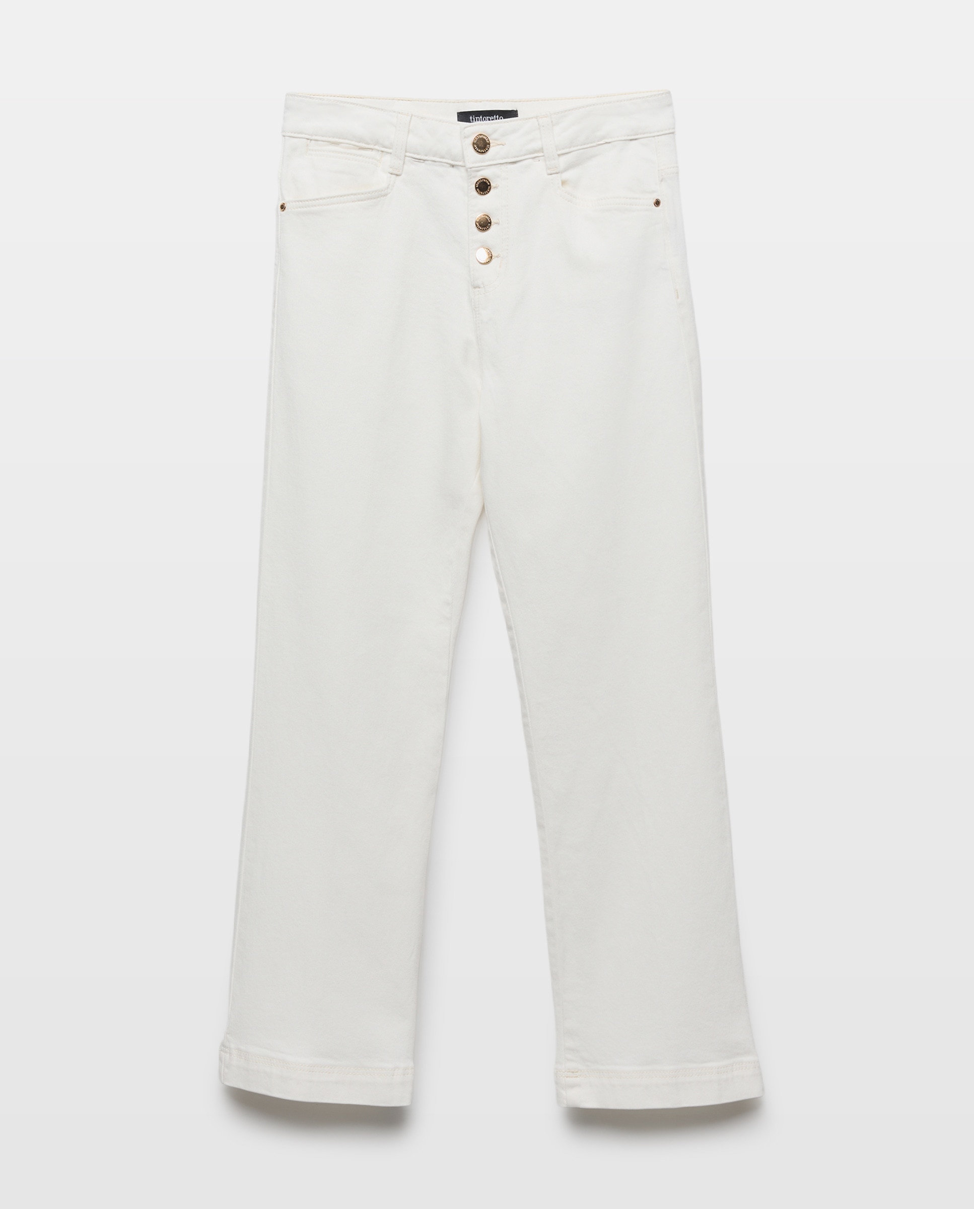 Jeans cropped flare Branco-marfim-4