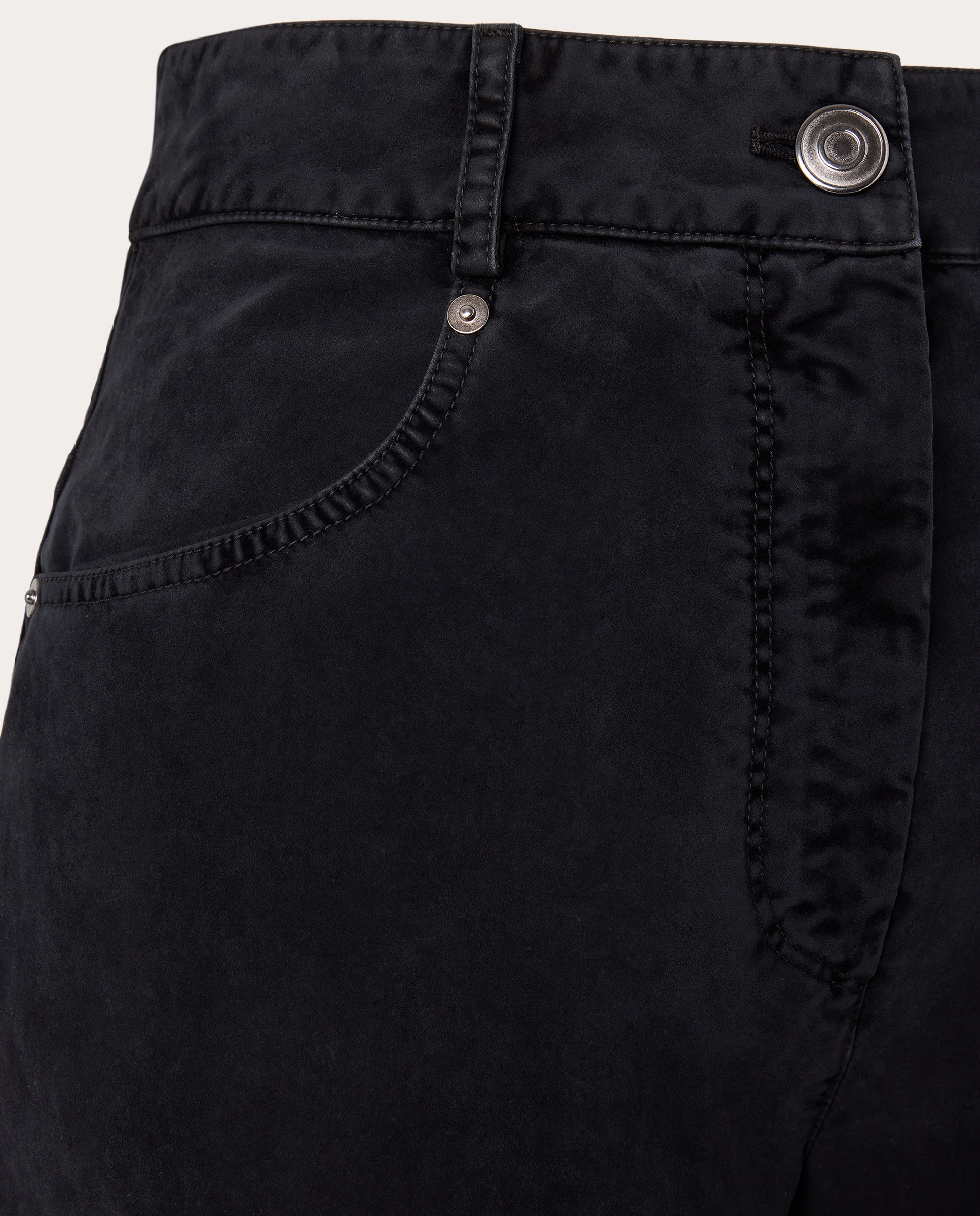 Calças regular de algodão Preto-3