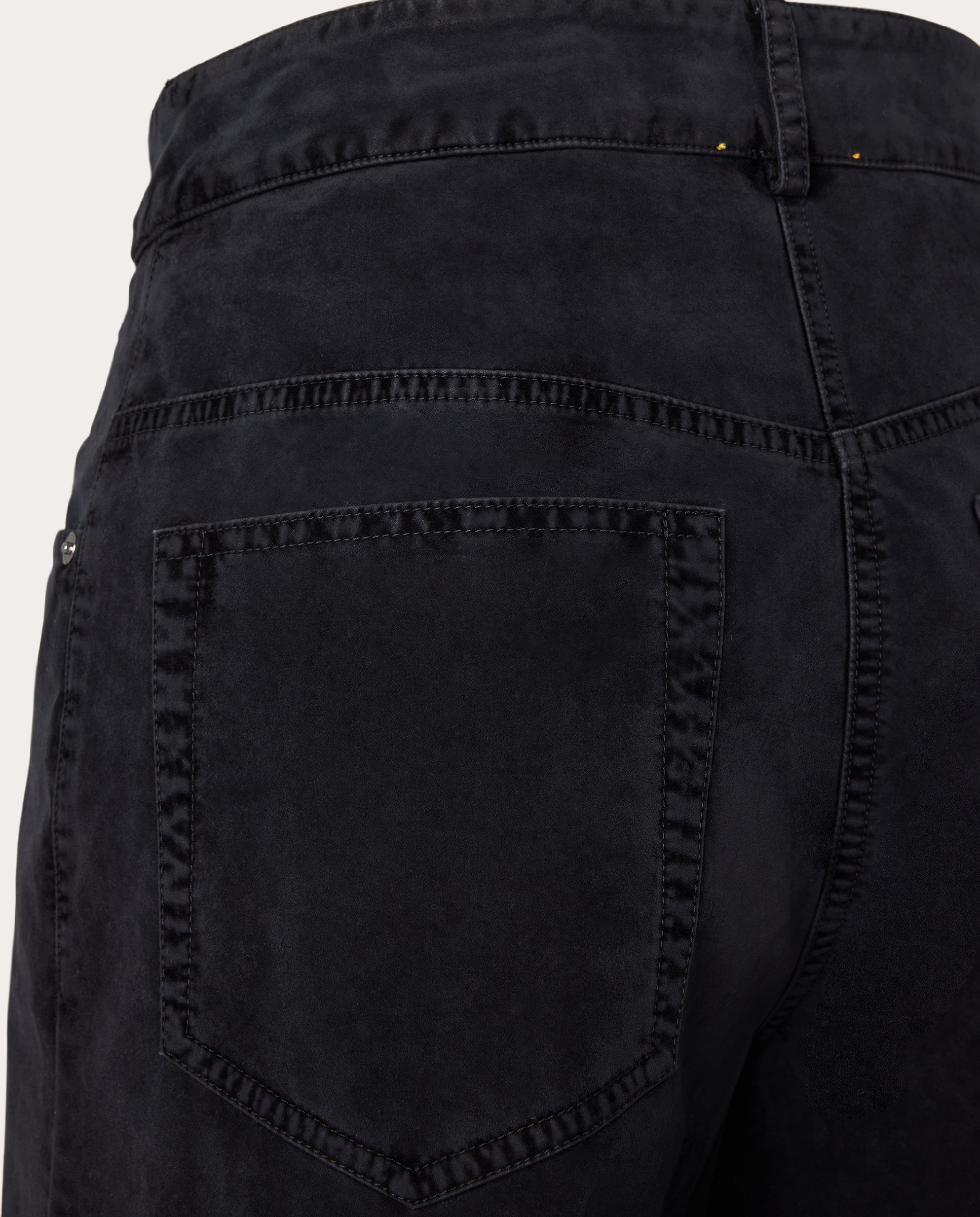 Calças regular de algodão Preto-4