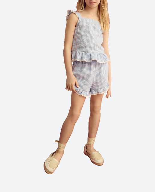 Imagen 0 de Short vichy de niña con cinturón
