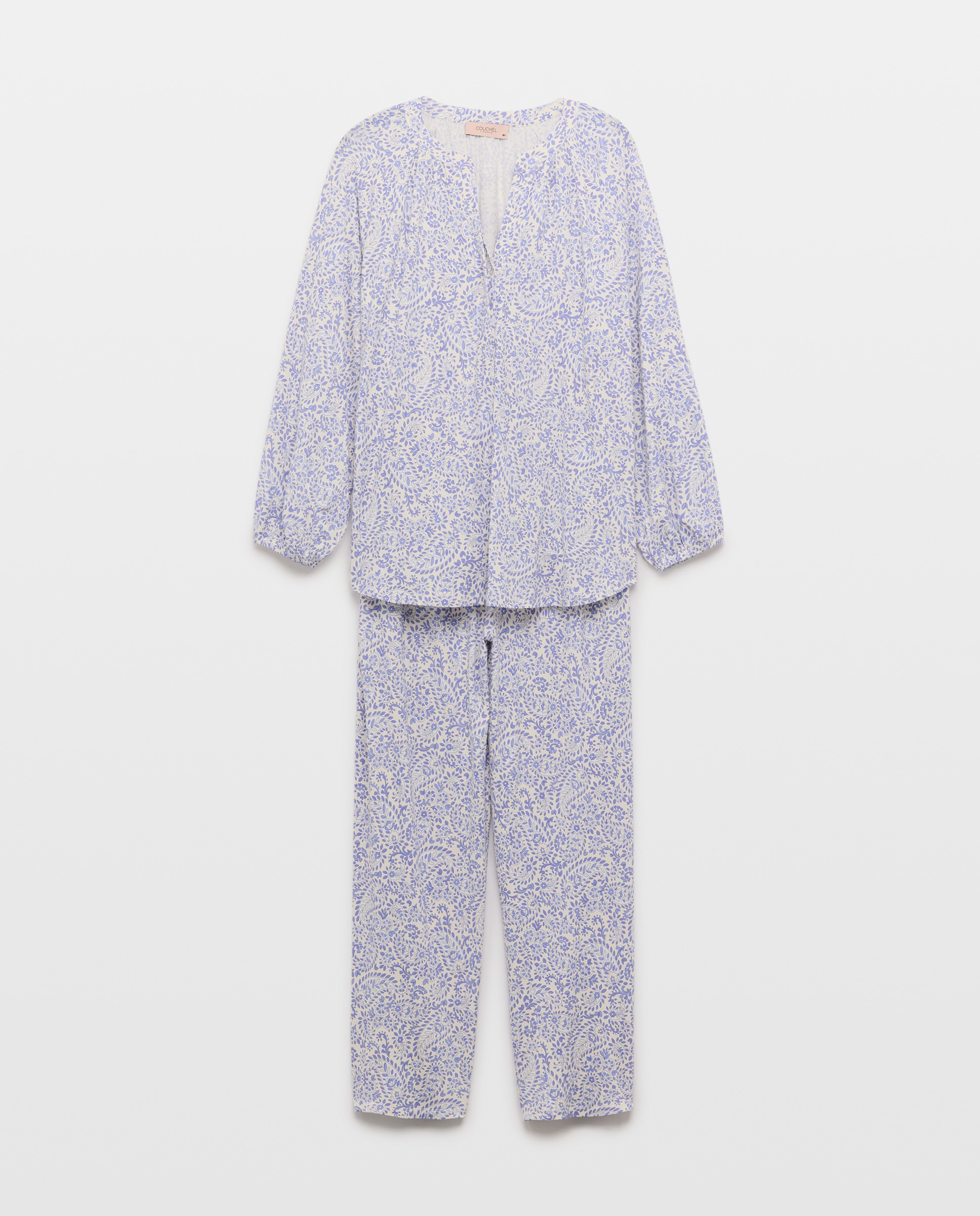 Pijama Comprido Estampado com Manga 3/4 Azul-4