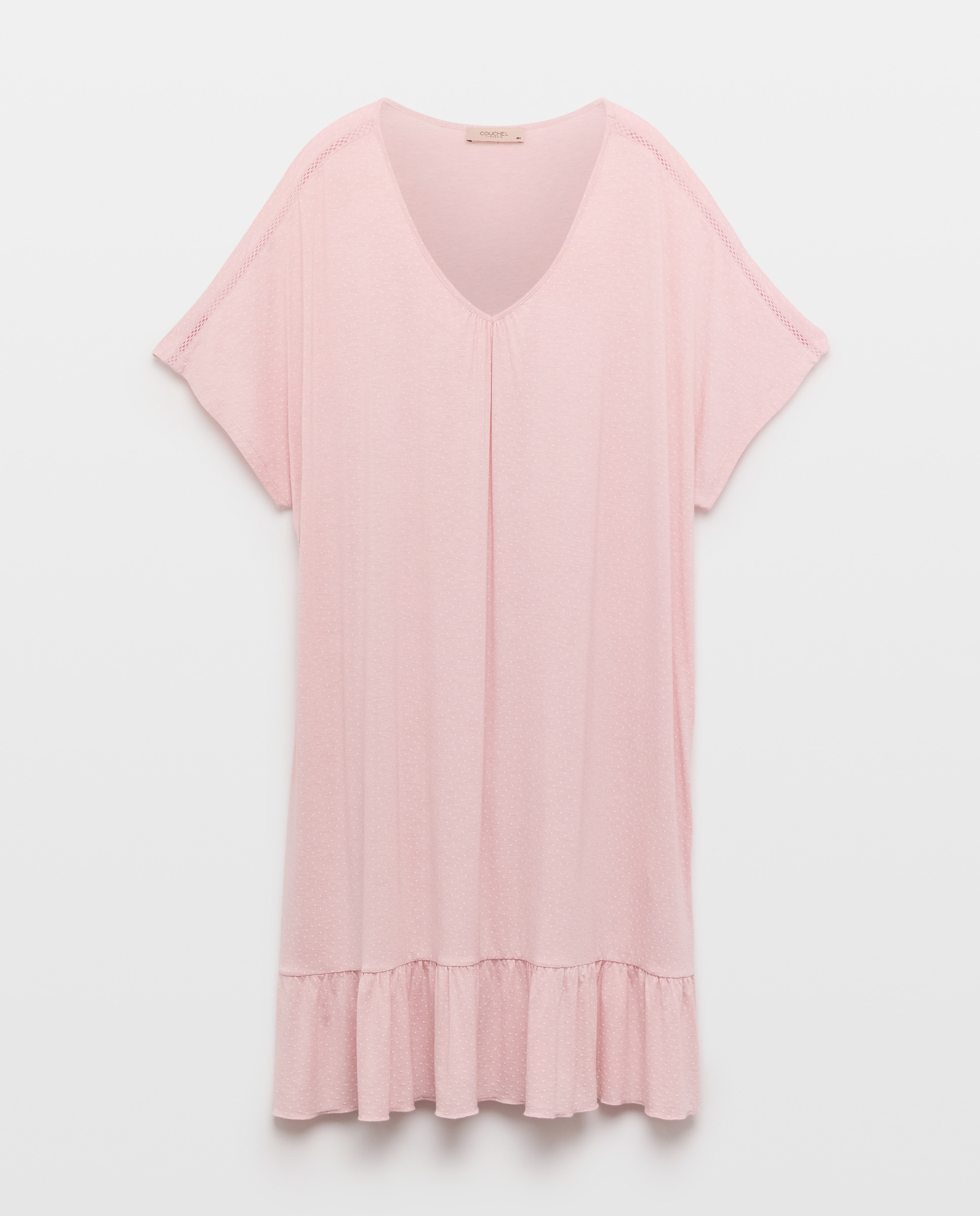 Camisa de Dormir com Folho na Parte Inferior Rosa-1