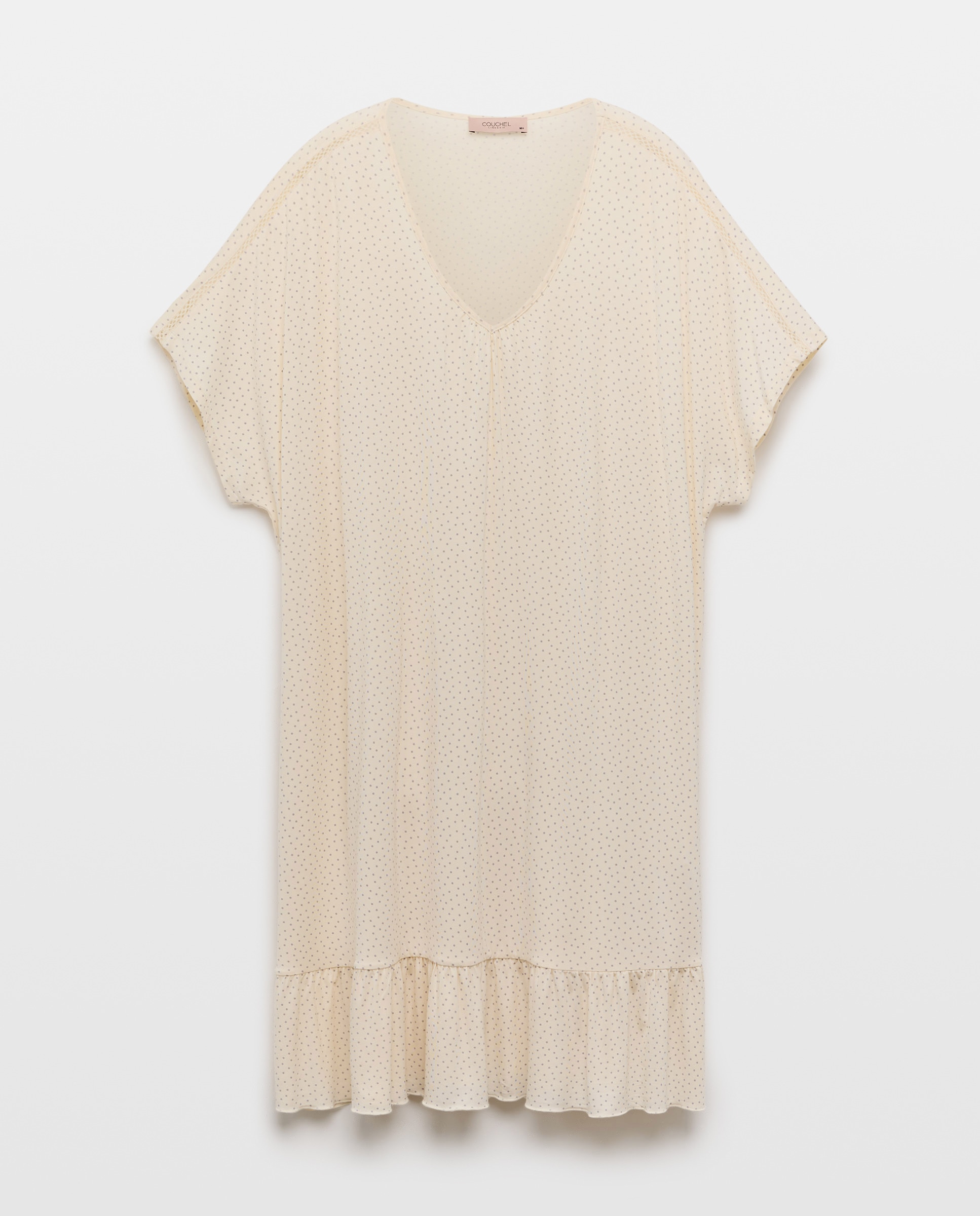 Camisa de Dormir com Folho na Parte Inferior Branco-1