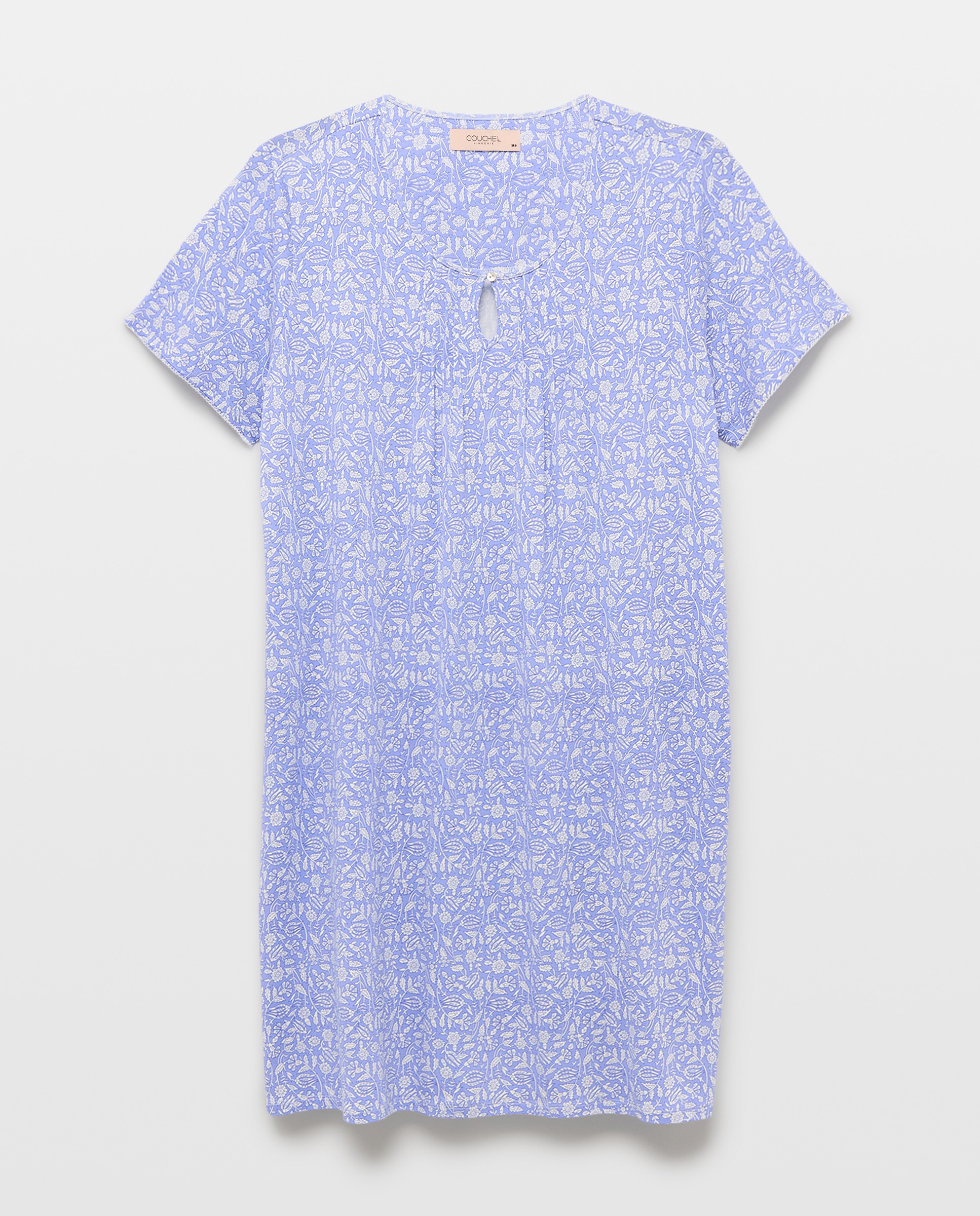 Camisa de dormir curta estampada Azul-4