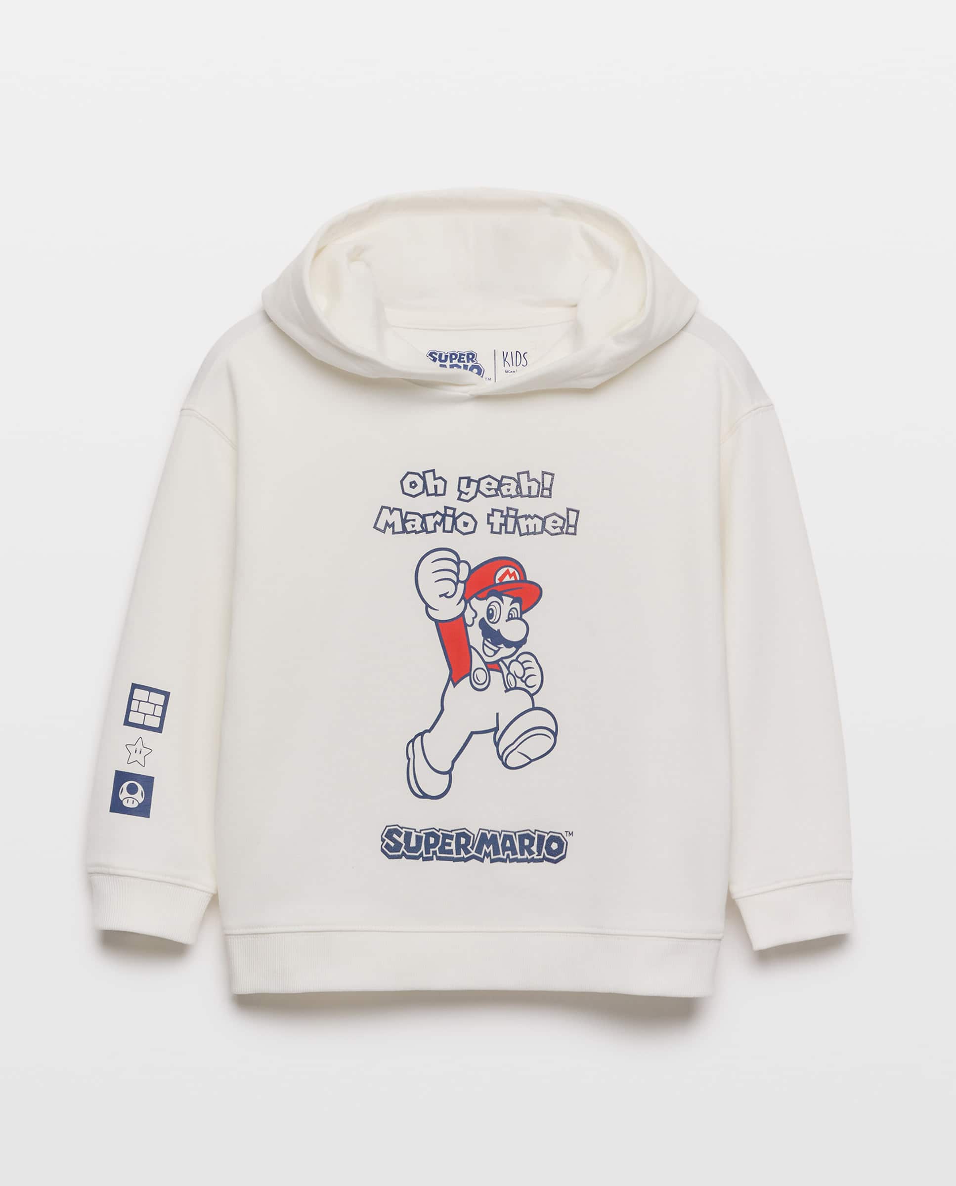 Sweatshirt Fechada com Capuz e Estampado Mario Bros Branco-4
