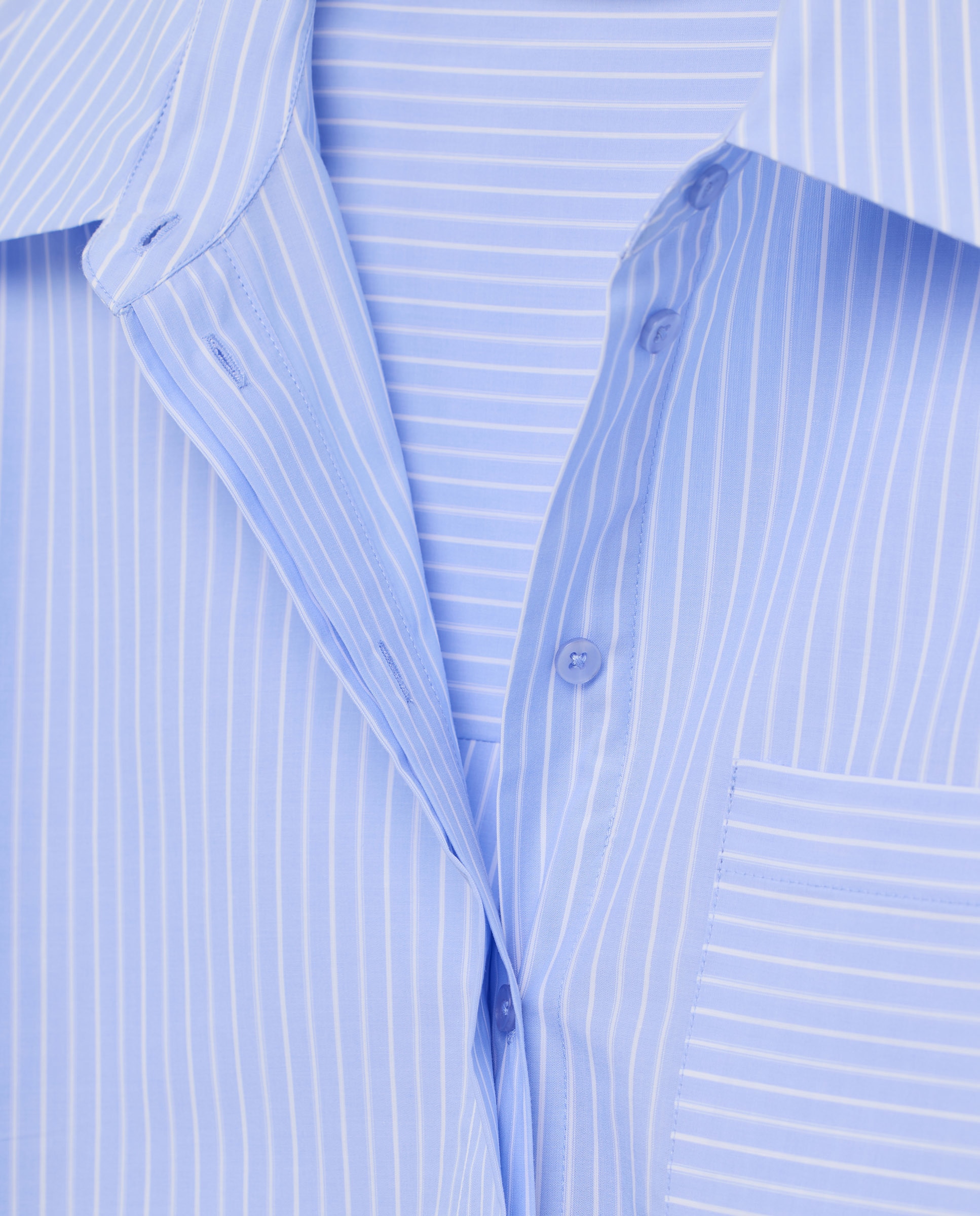 Blusa Oversize de Popelina às Riscas Branco-5