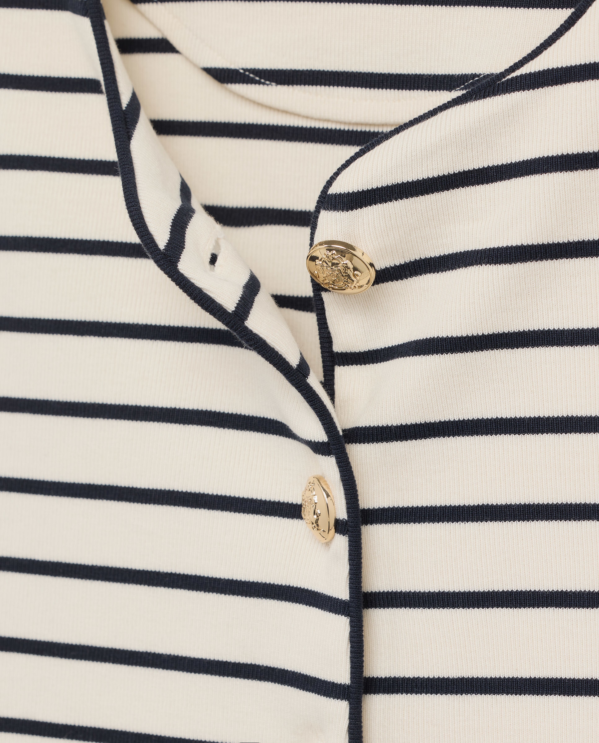 Casaco com Estampado às Riscas Branco-5