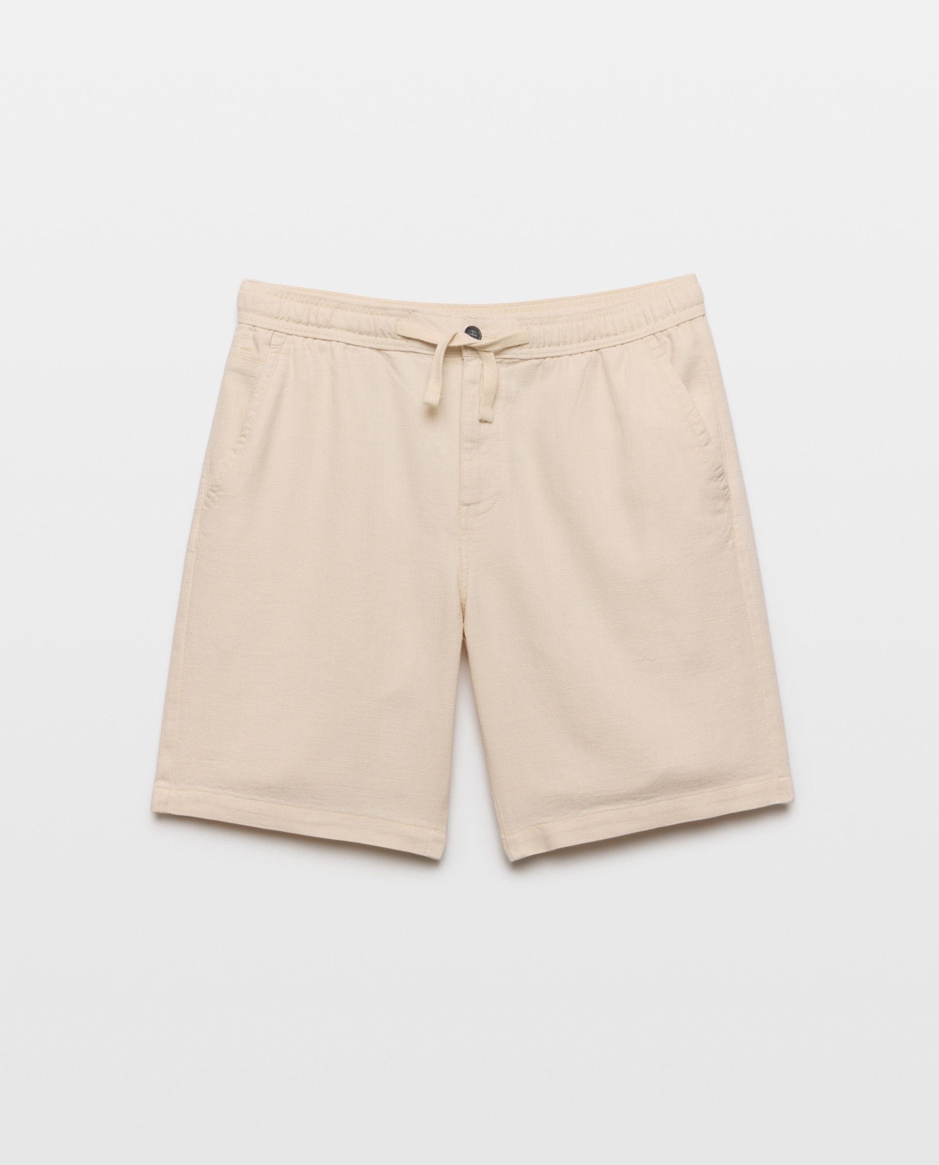 Bermudas de Algodão com Cordão de Aspeto Rústico 120 Cru-4