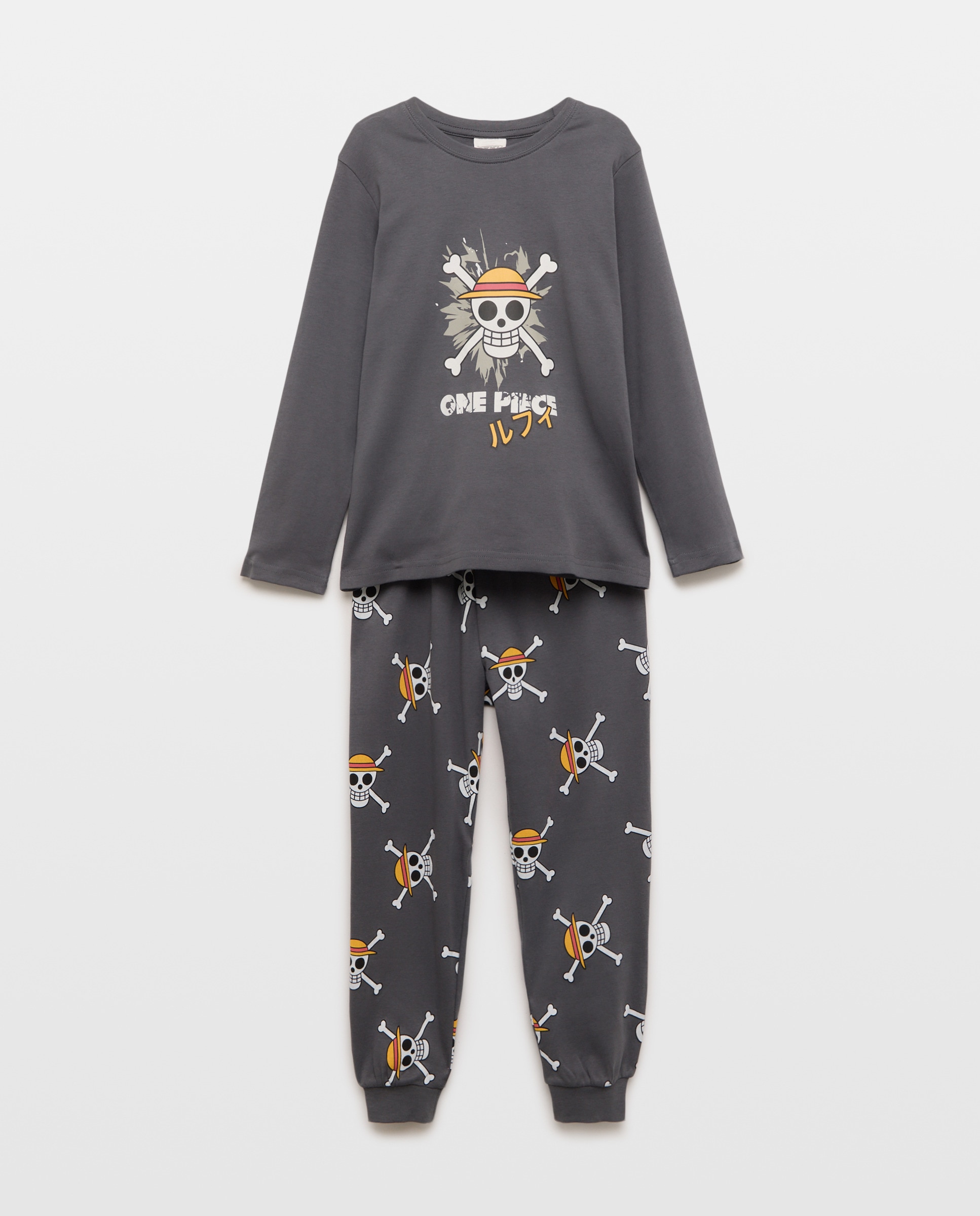 Pijama de Malha One Piece Caveira Cotton Juice Cinzento-5