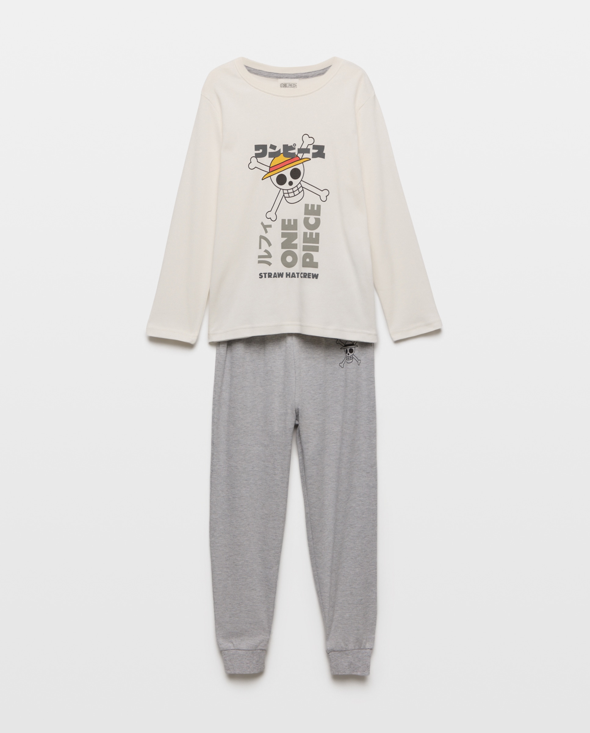 Pijama de Malha One Piece Letras Cotton Juice Branco-4
